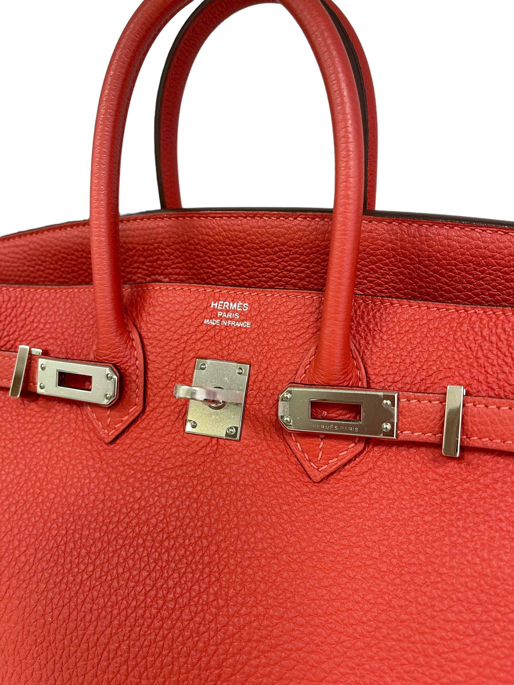 Hermès Hermes Birkin 25 Rouge Pivoine Togo PHW #D SKL1538