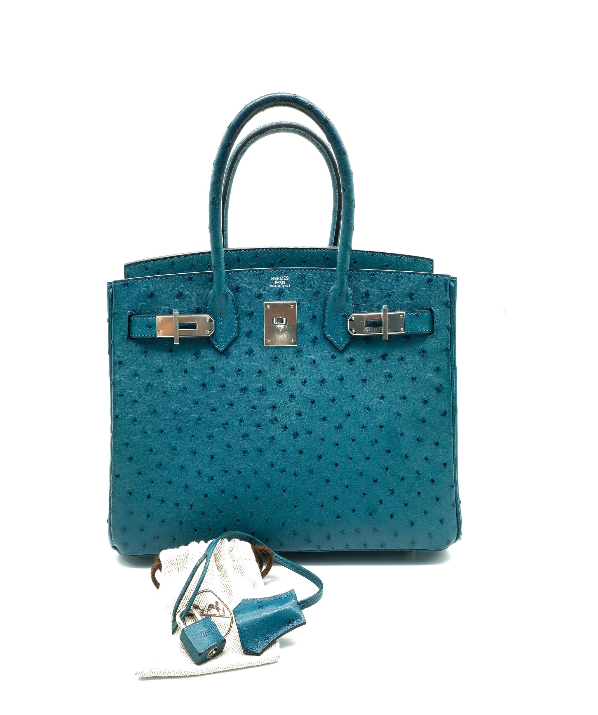 Hermès Hermes Birkin 30 Cobalt Blue Ostrich Handbag RJC1296