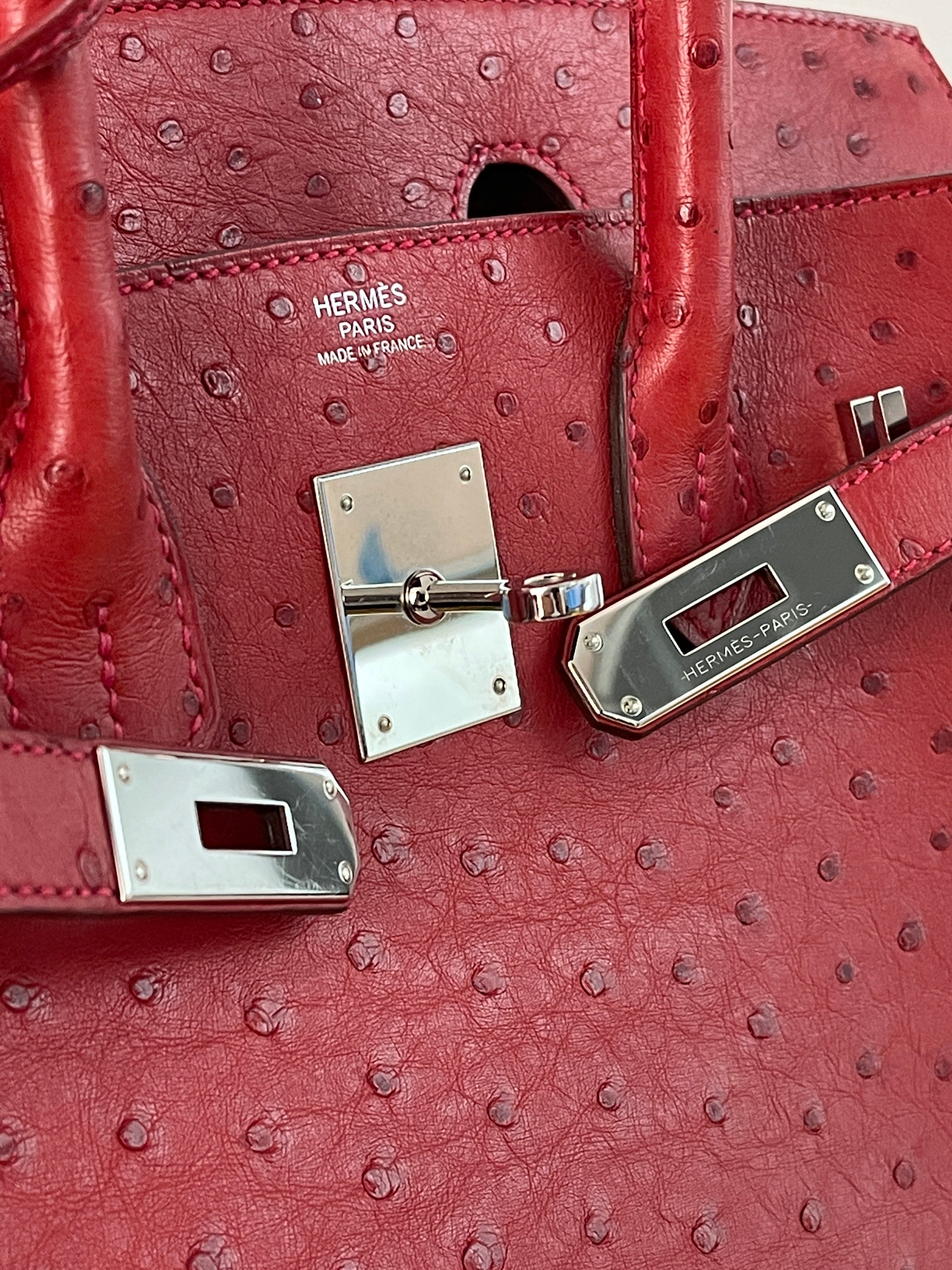 Hermès Hermes Birkin 30 Ostrich Rouge Vif PHW RJC1181