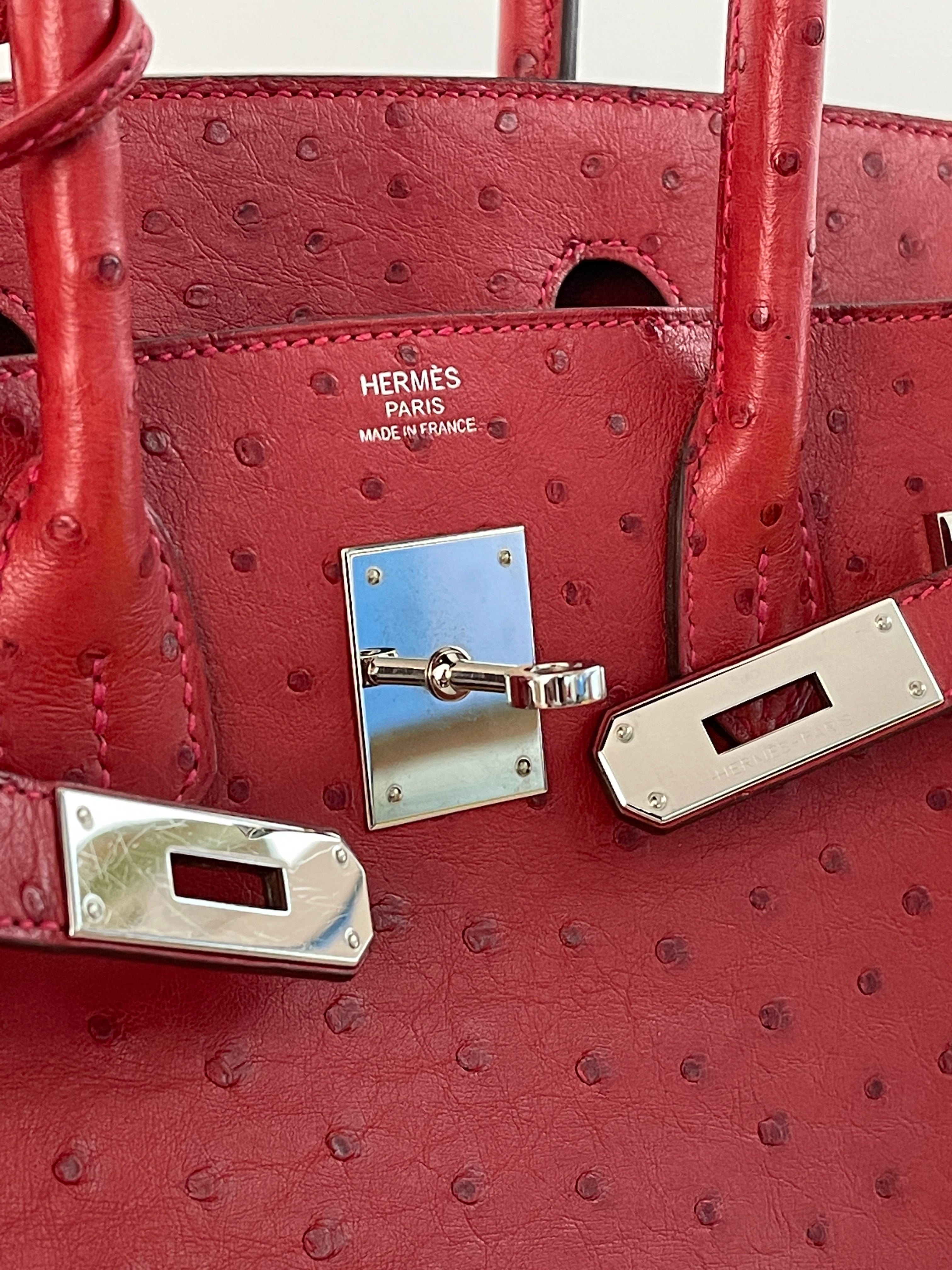 Hermès Hermes Birkin 30 Ostrich Rouge Vif PHW RJC1181