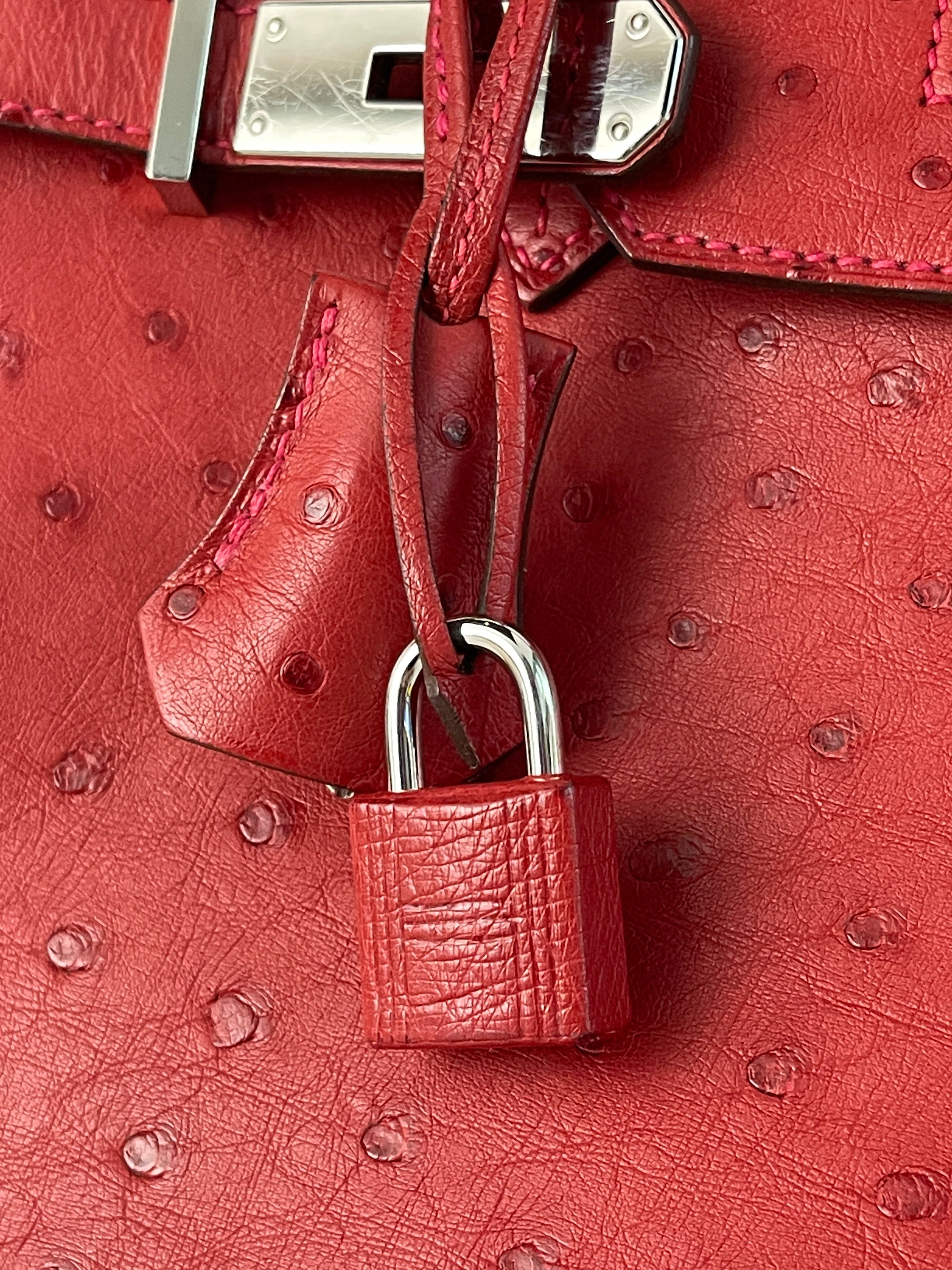 Hermès Hermes Birkin 30 Ostrich Rouge Vif PHW RJC1181