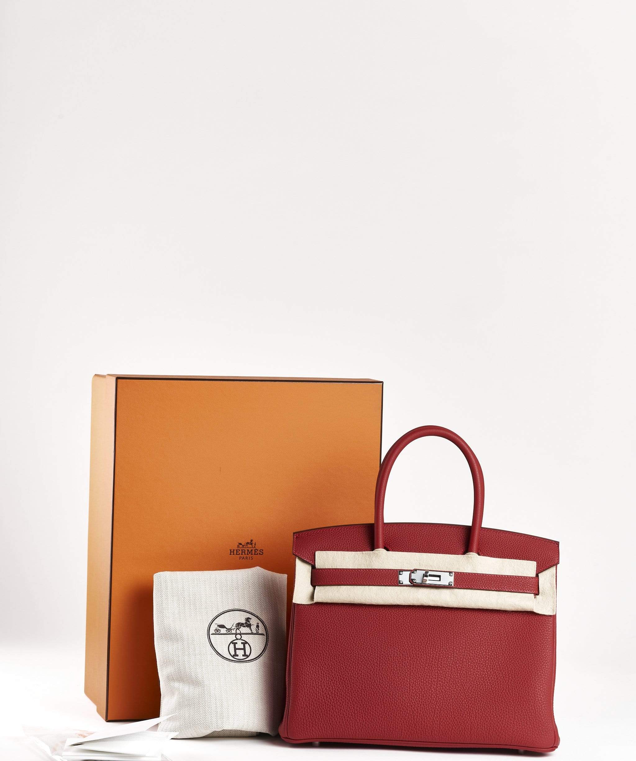 Hermès Hermes Birkin 30 Rouge VIF Togo PHW