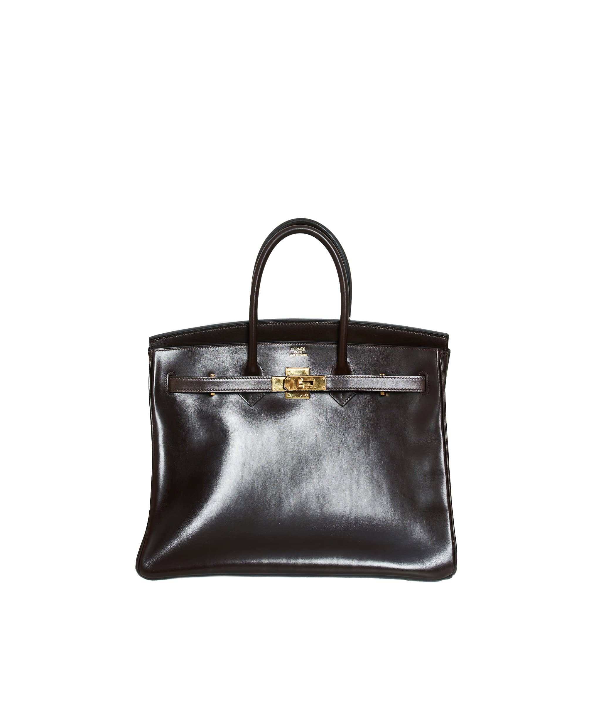 Hermès Hermes Birkin 35 Box Leather Chocolate  - ADL1159