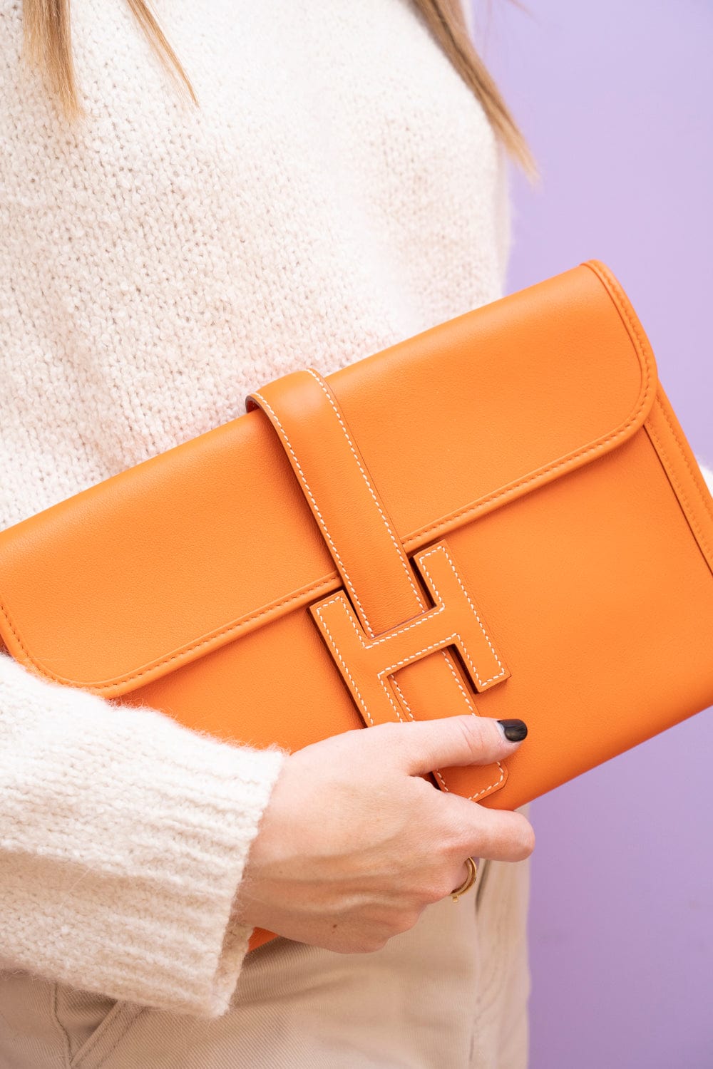 Hermès Hermes Jige 29 Clutch Bag Orange Swift Leather - AGL1781