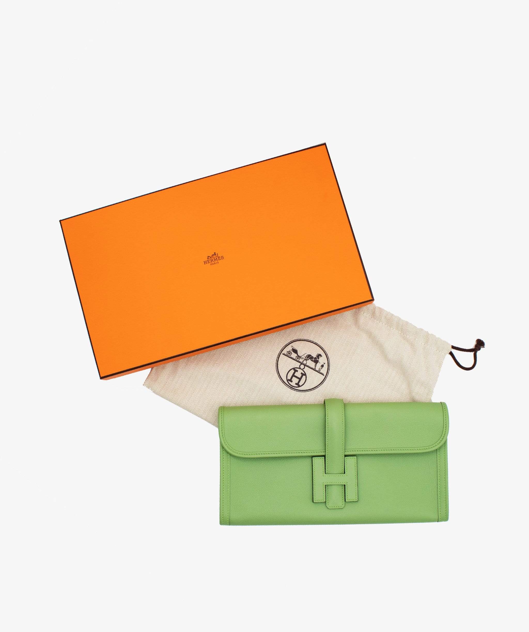 Hermès Hermes Jige Clutch Vert Criquet