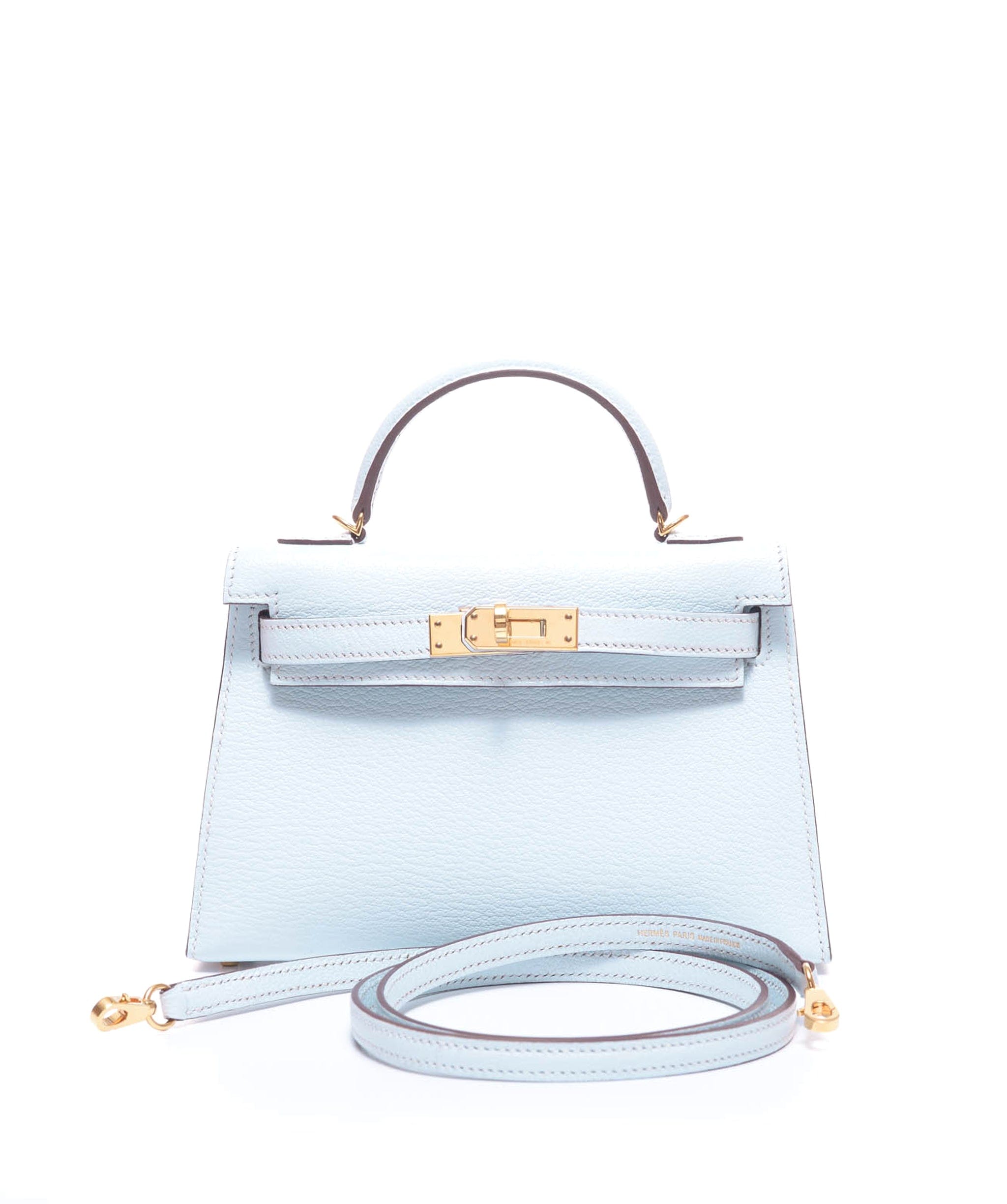 Hermès Hermes Kelly 20 Blue Brume Chevre GHW #U SKL1229