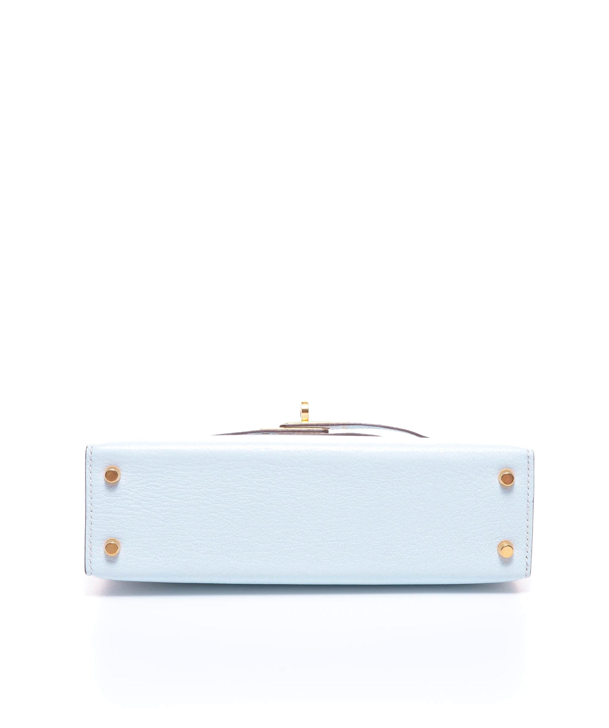 Hermès Hermes Kelly 20 Blue Brume Chevre GHW #U SKL1229