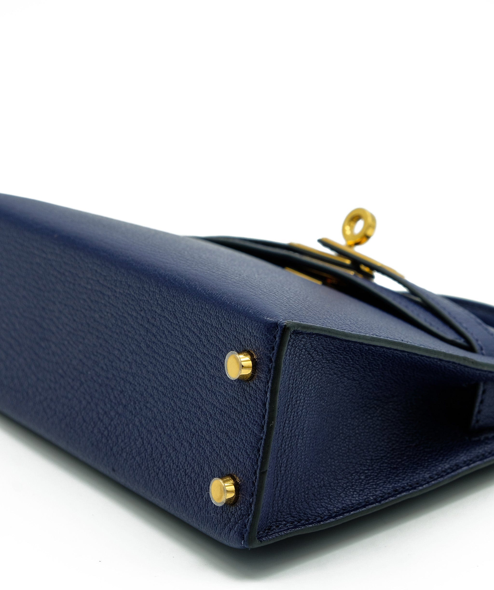 Hermès Hermes Kelly 20 Blue Encre Chevre Ghw #C SKL1235