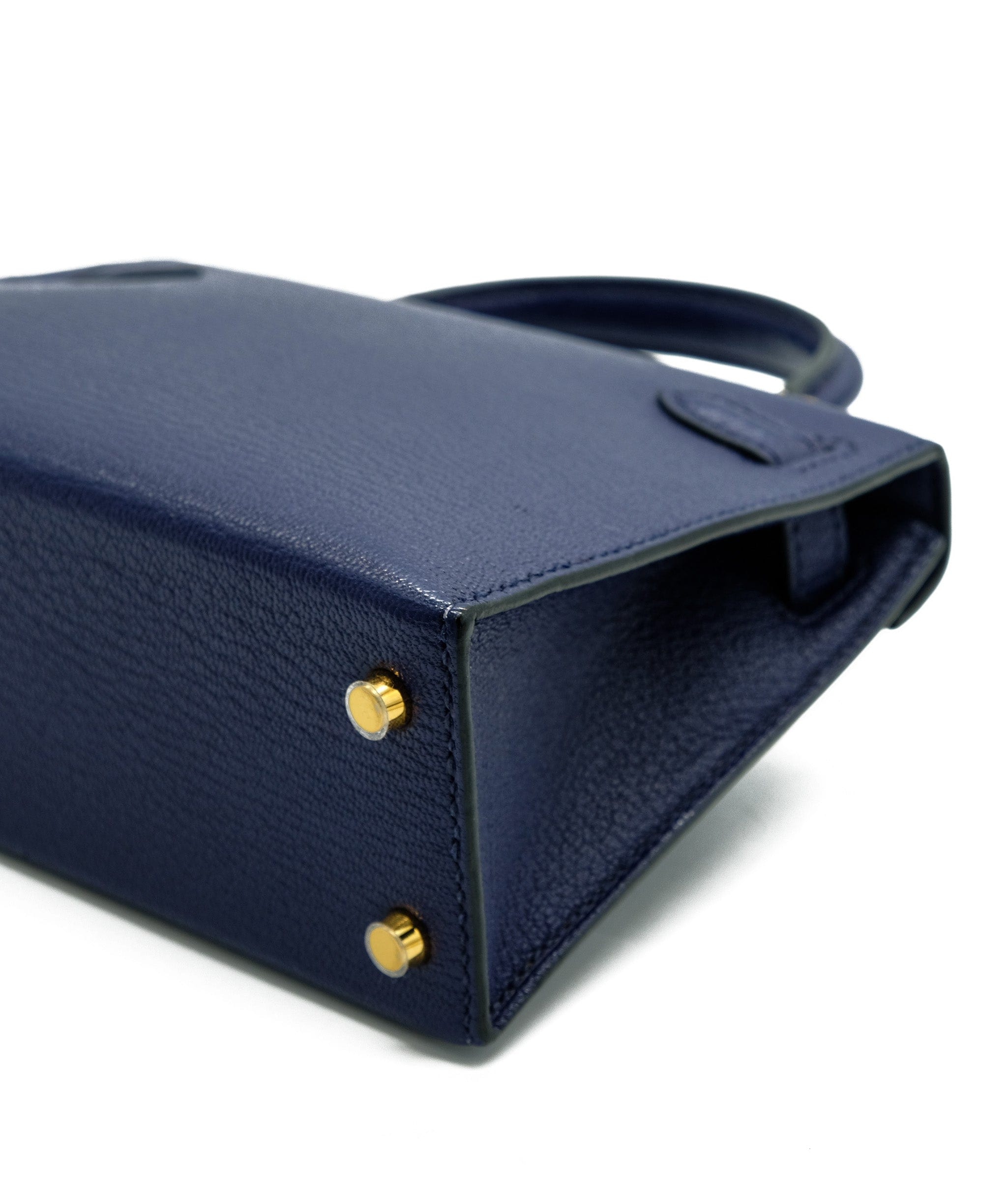 Hermès Hermes Kelly 20 Blue Encre Chevre Ghw #C SKL1235