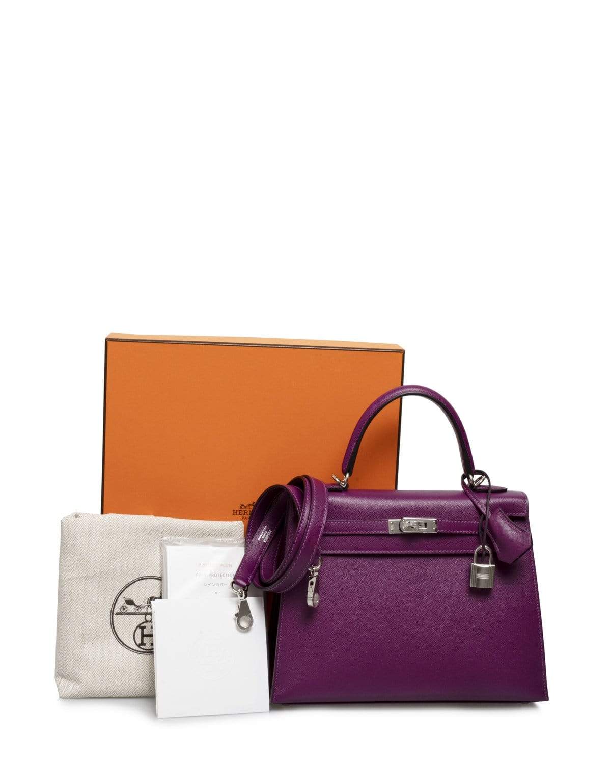 Hermès Hermes Kelly 25 Veau madame anemone Palladium hardware full set - ADC1129