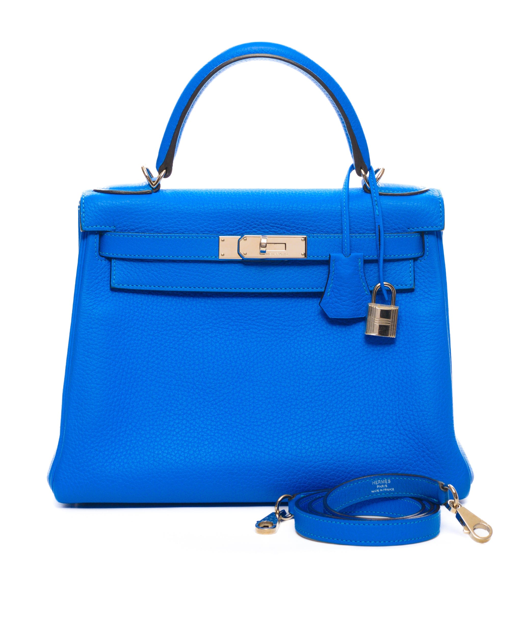 Hermès Hermes Kelly 28 Blue Hydra Clemence PHW #P SKL1198