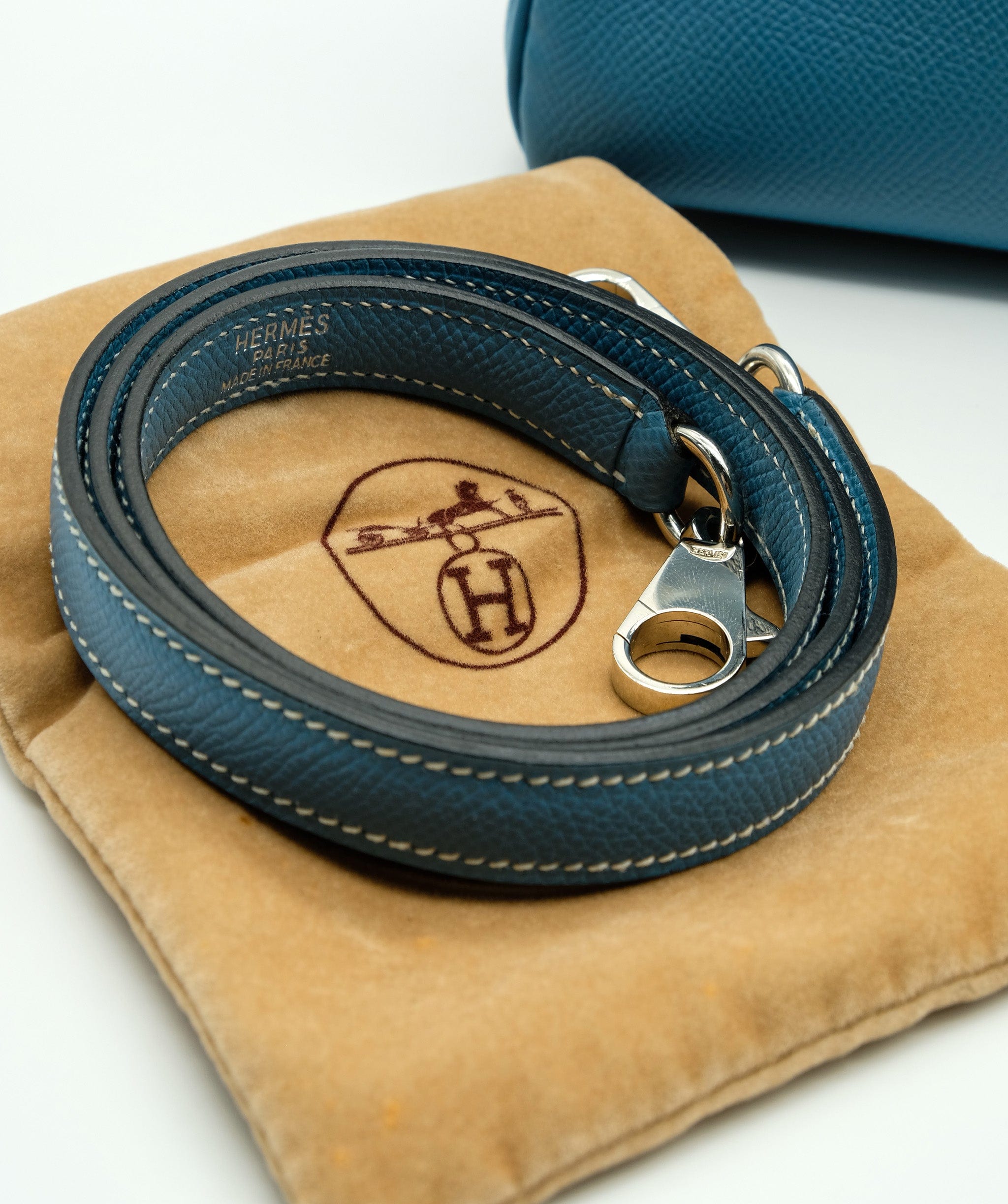 Hermès Hermes Kelly 28 Blue Jean Epsom PHW #C SKL1267