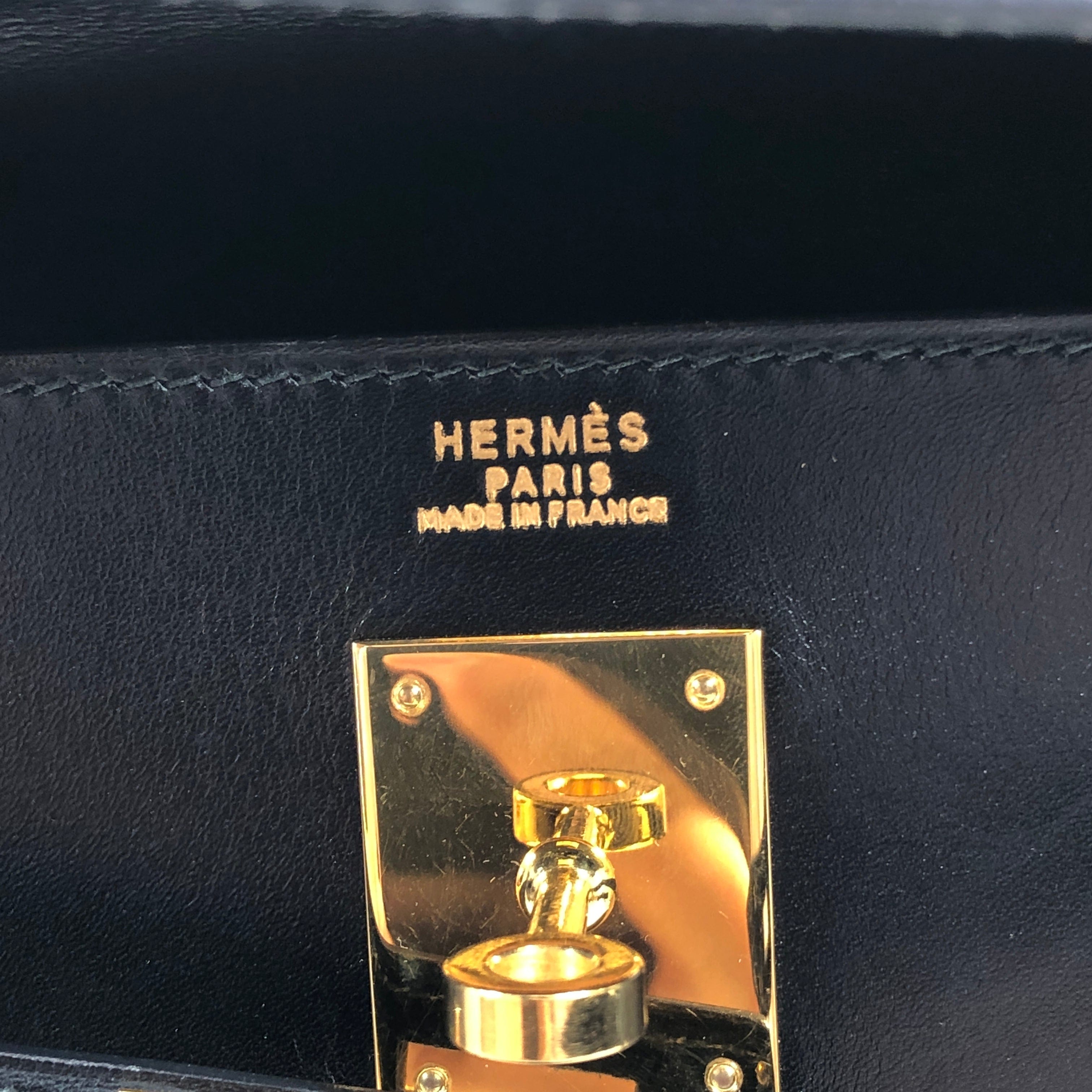 Hermès Hermes Kelly 28 Box Card Black Handbag ASL2941