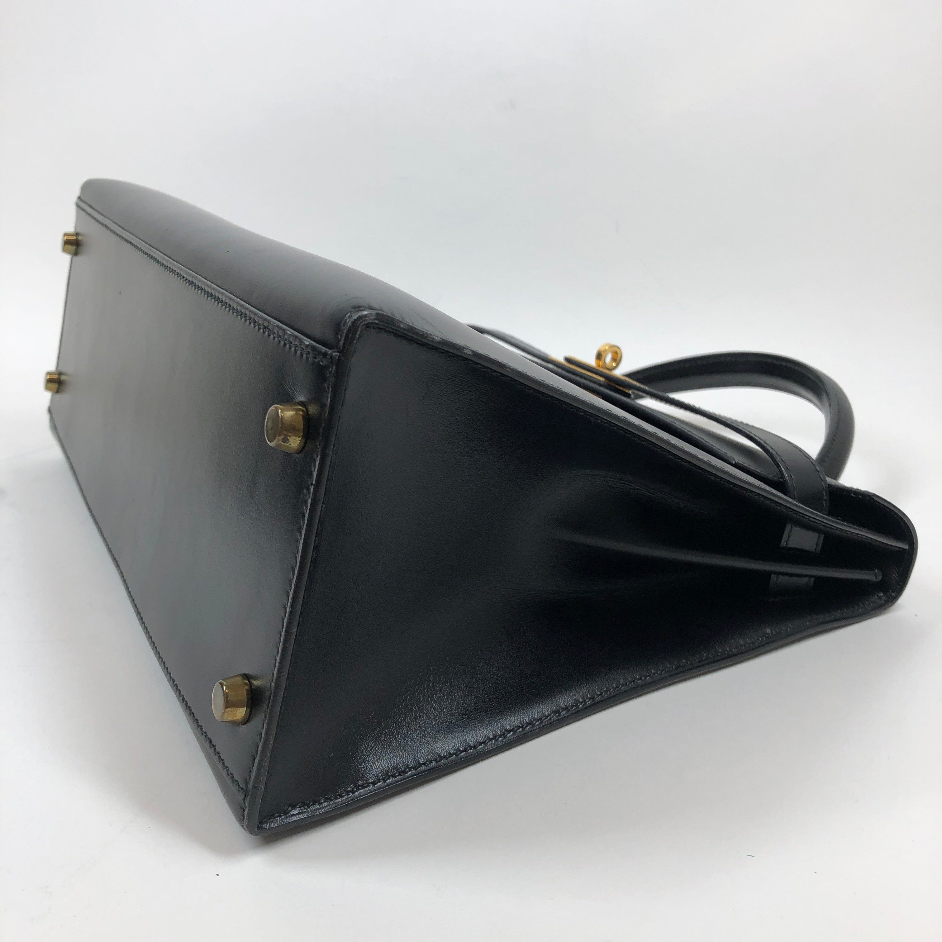 Hermès Hermes Kelly 28 Box Card Black Handbag ASL2941