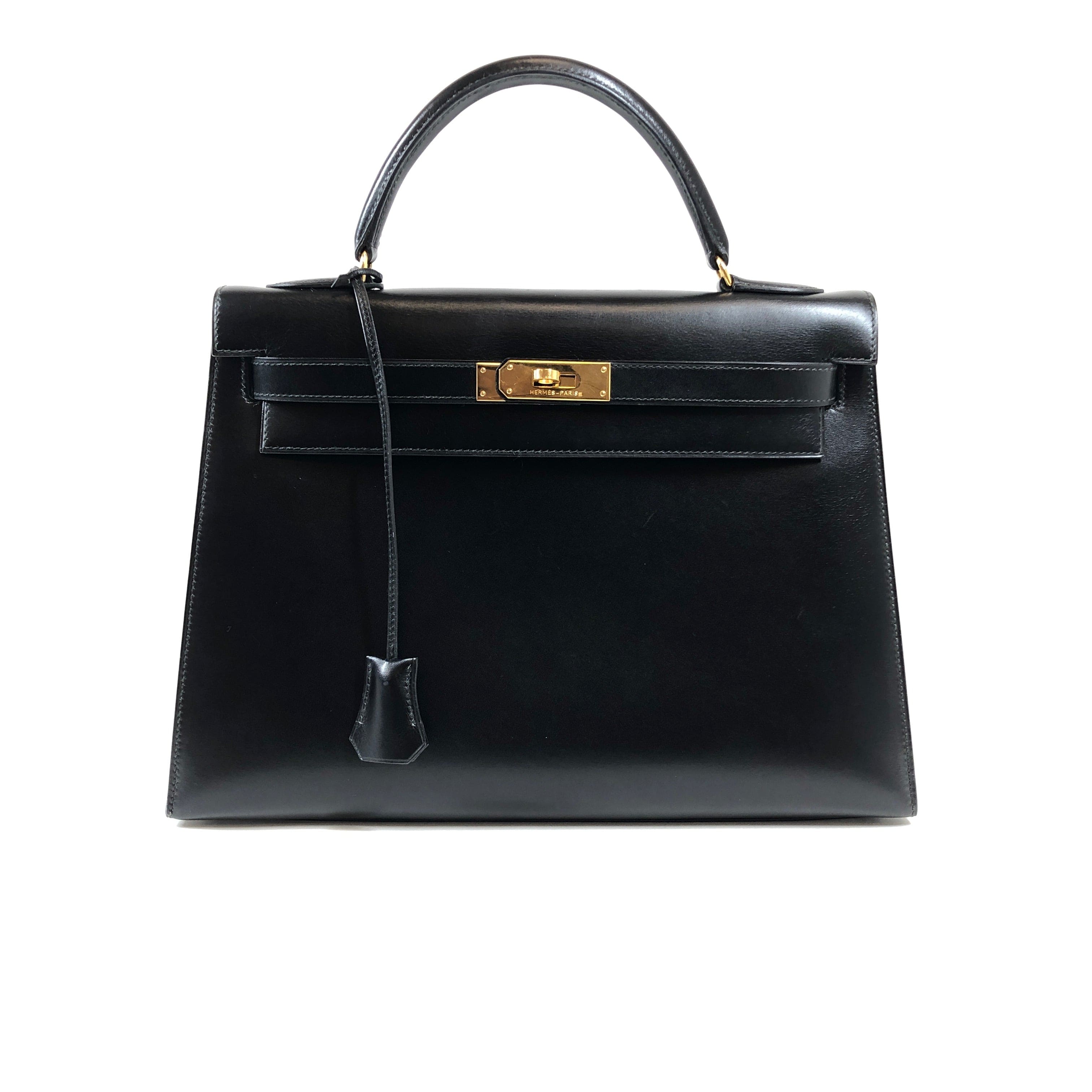 Hermès Hermes Kelly 28 Box Card Black Handbag ASL2941