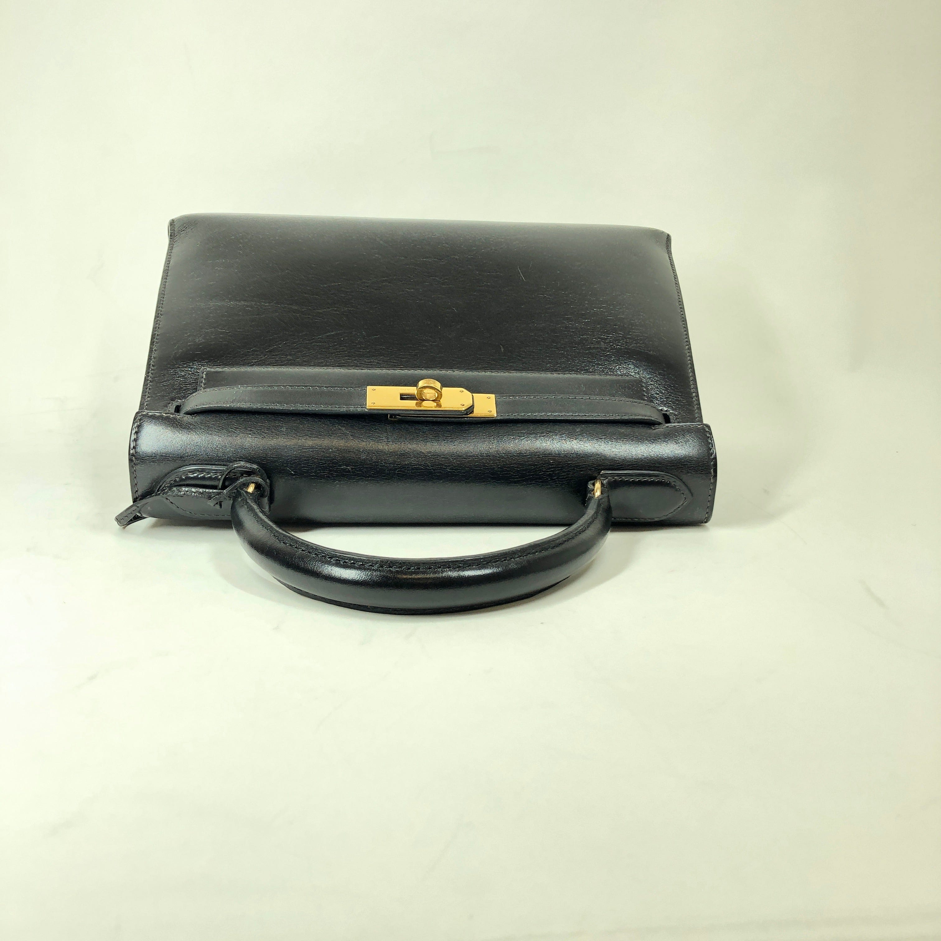 Hermès Hermes Kelly 28 Box Card Handbag Black Ghw ASL3096