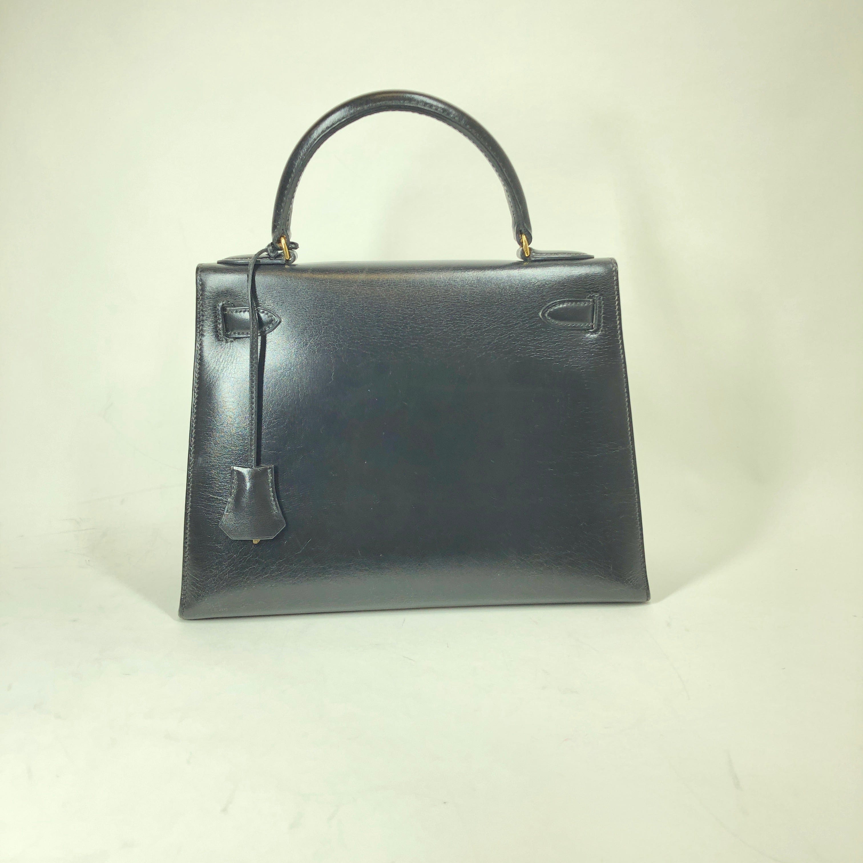 Hermès Hermes Kelly 28 Box Card Handbag Black Ghw ASL3096