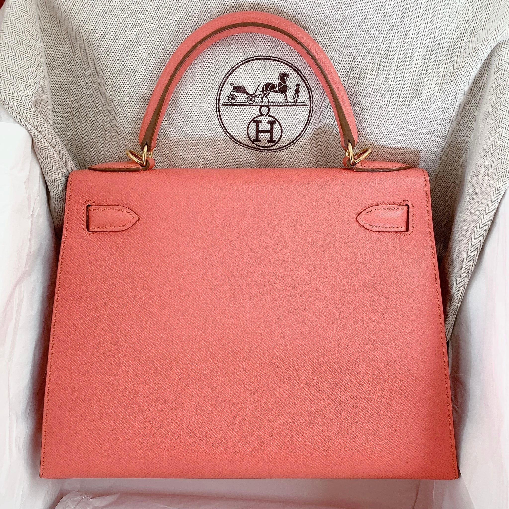 Hermès Hermes Kelly 28 Sellier Flamingo Epsom GHW #R SKL1139