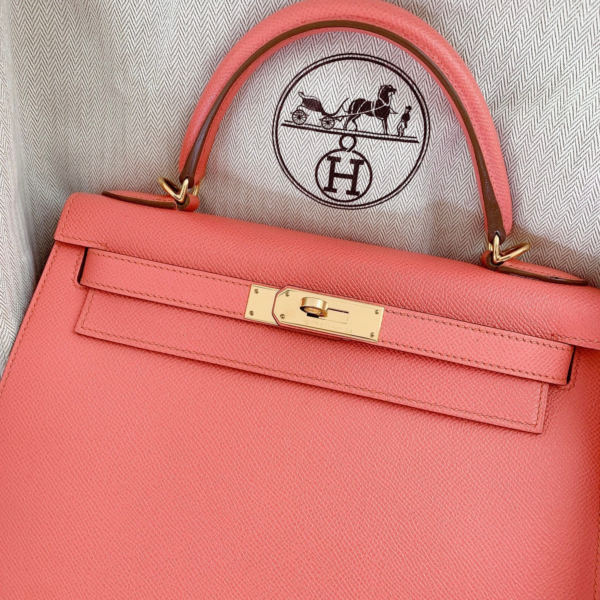 Hermès Hermes Kelly 28 Sellier Flamingo Epsom GHW #R SKL1139