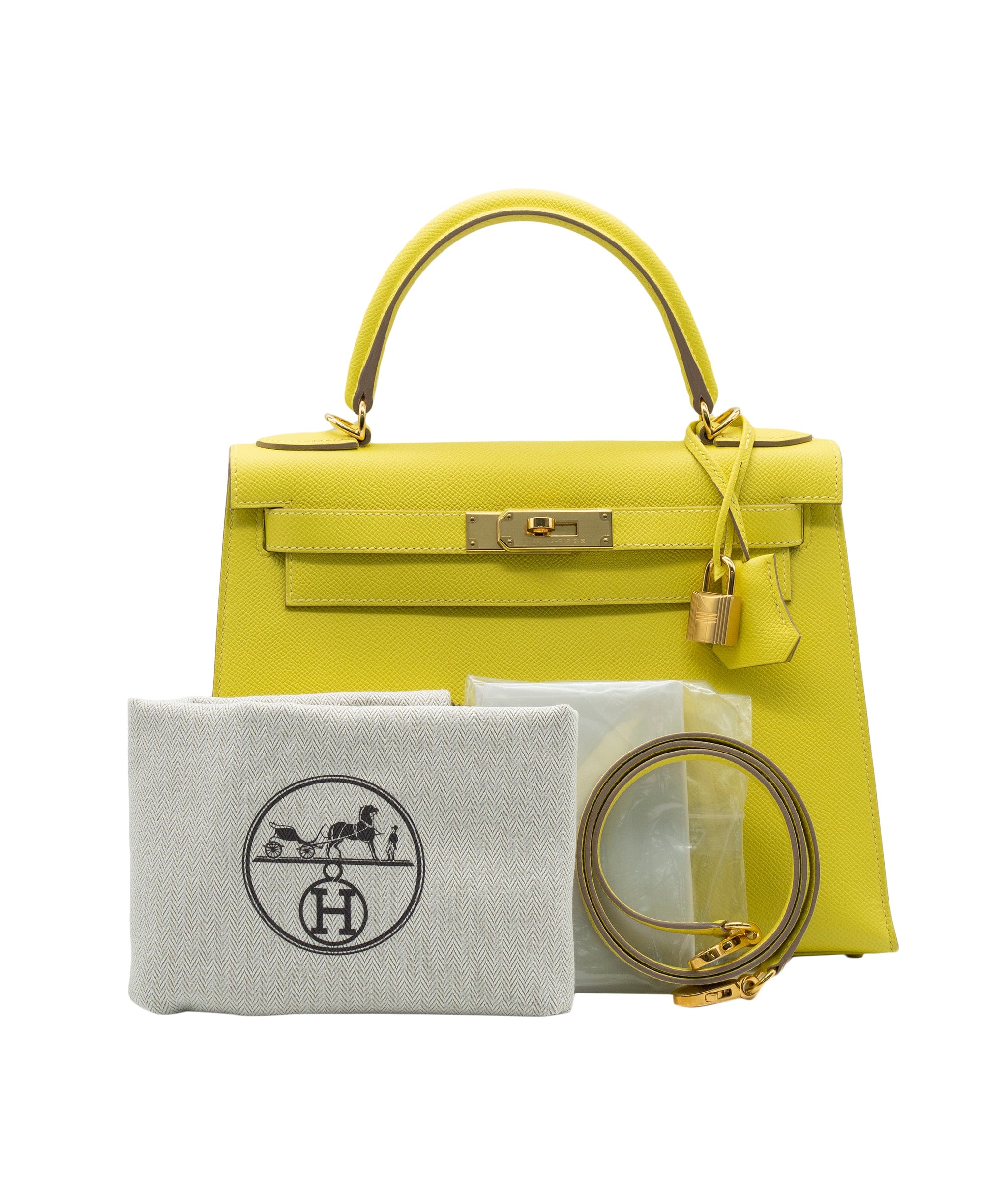 Hermès Hermes Kelly 28 Sellier Lime Epsom GHW #D SKL1216