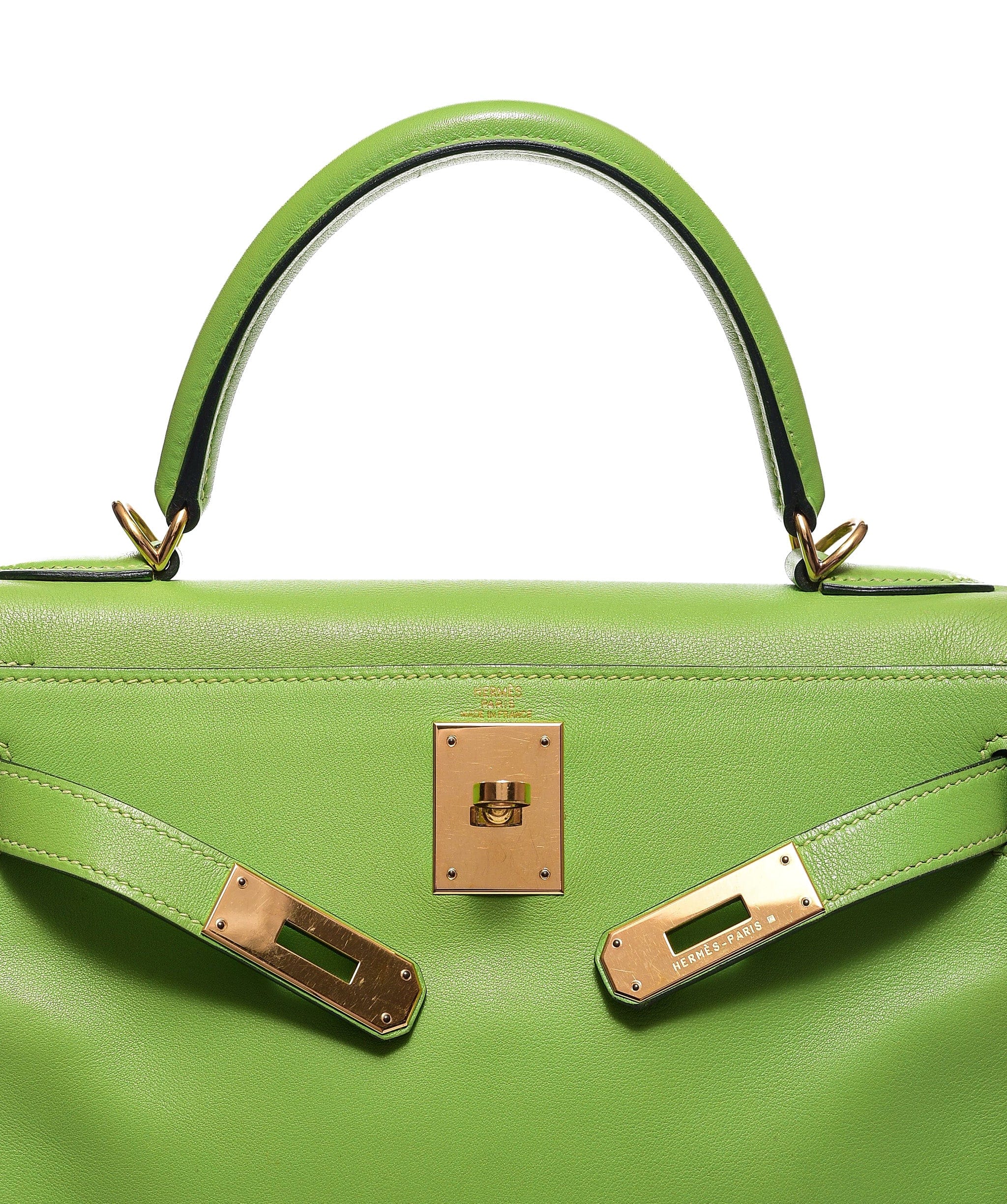 Hermès Hermes Kelly 28 Vert Cru Swift Ghw #F SKL1240