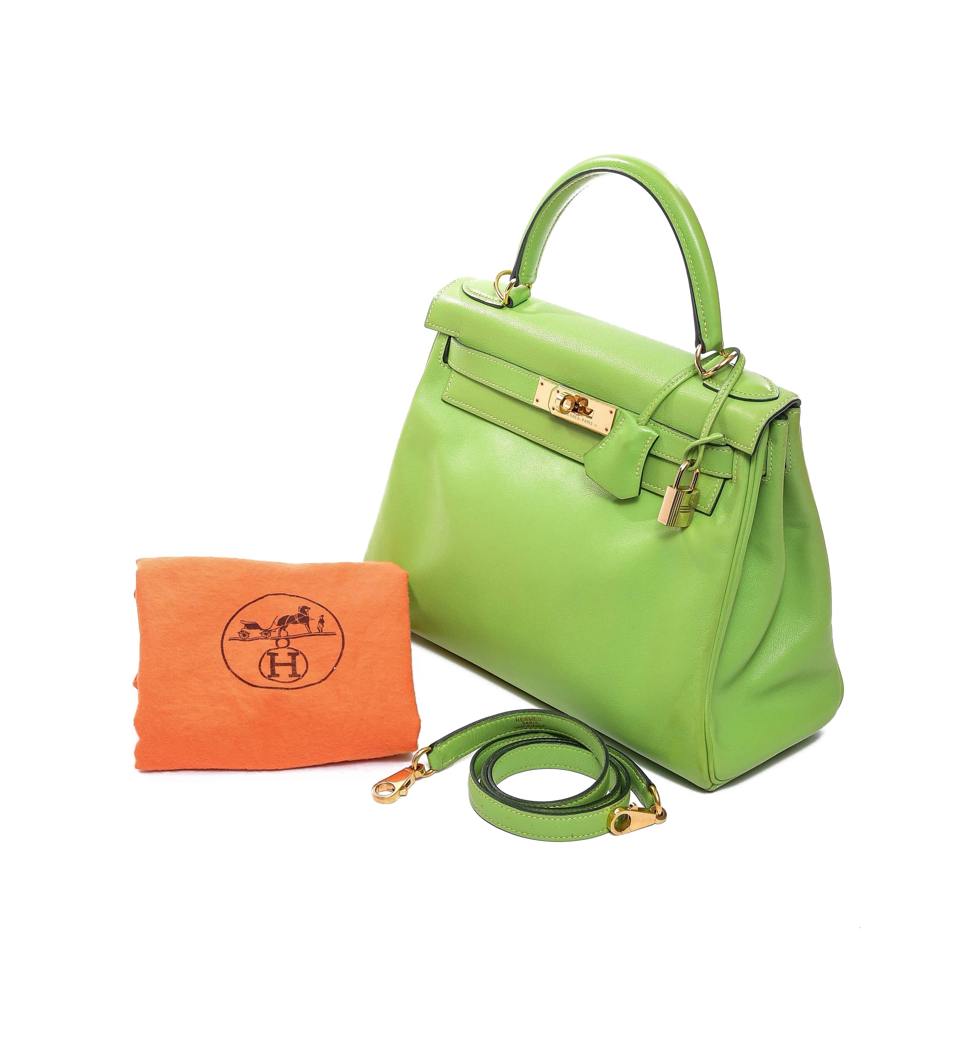 Hermès Hermes Kelly 28 Vert Cru Swift Ghw #F SKL1240