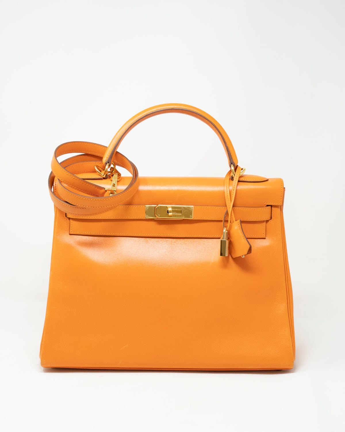 Hermès Hermes Kelly 32 Orange Box Leather GHW ASL2358