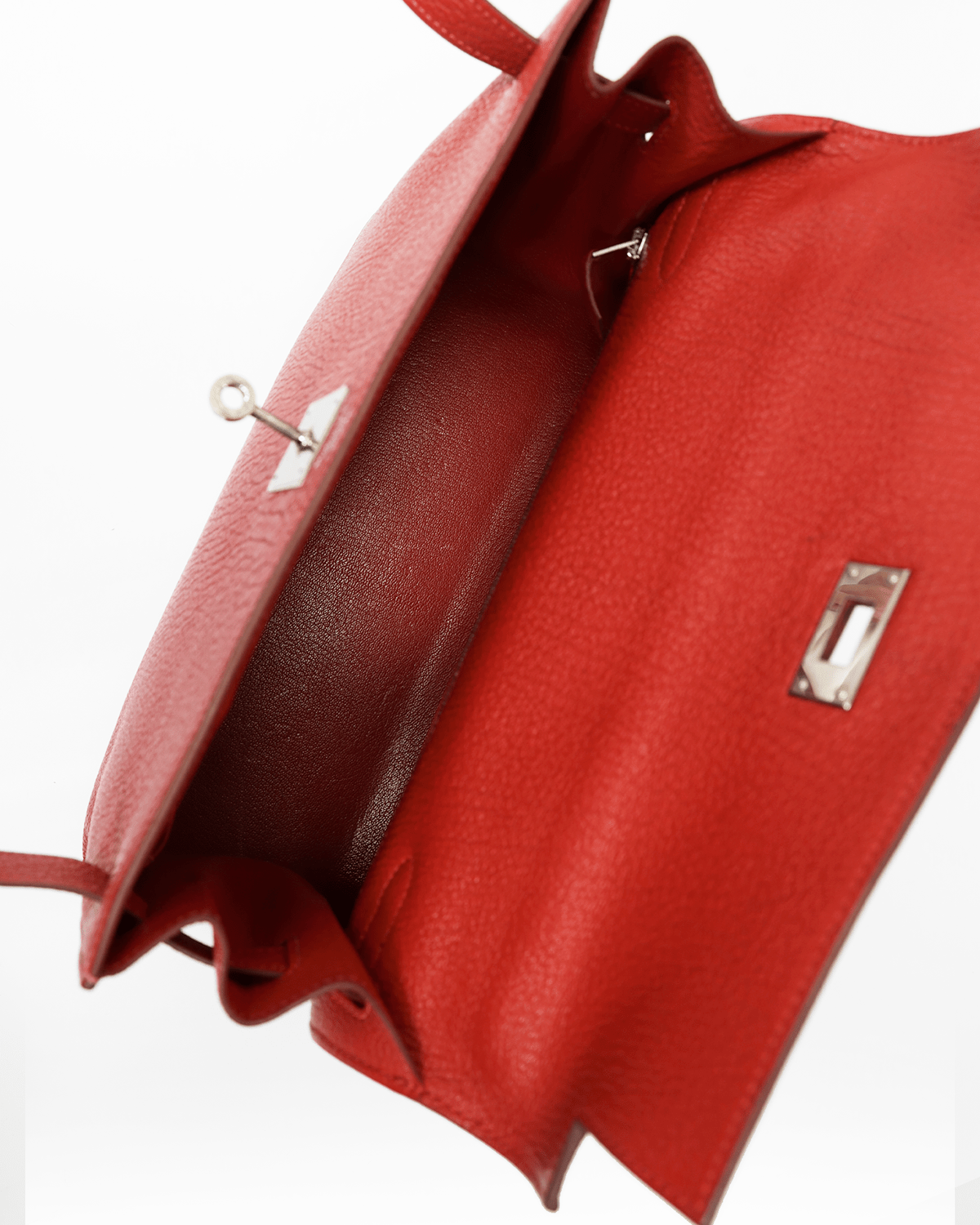 Hermès Hermes Kelly 32 Sellier Rouge Vif Chevre PHW ASL3160