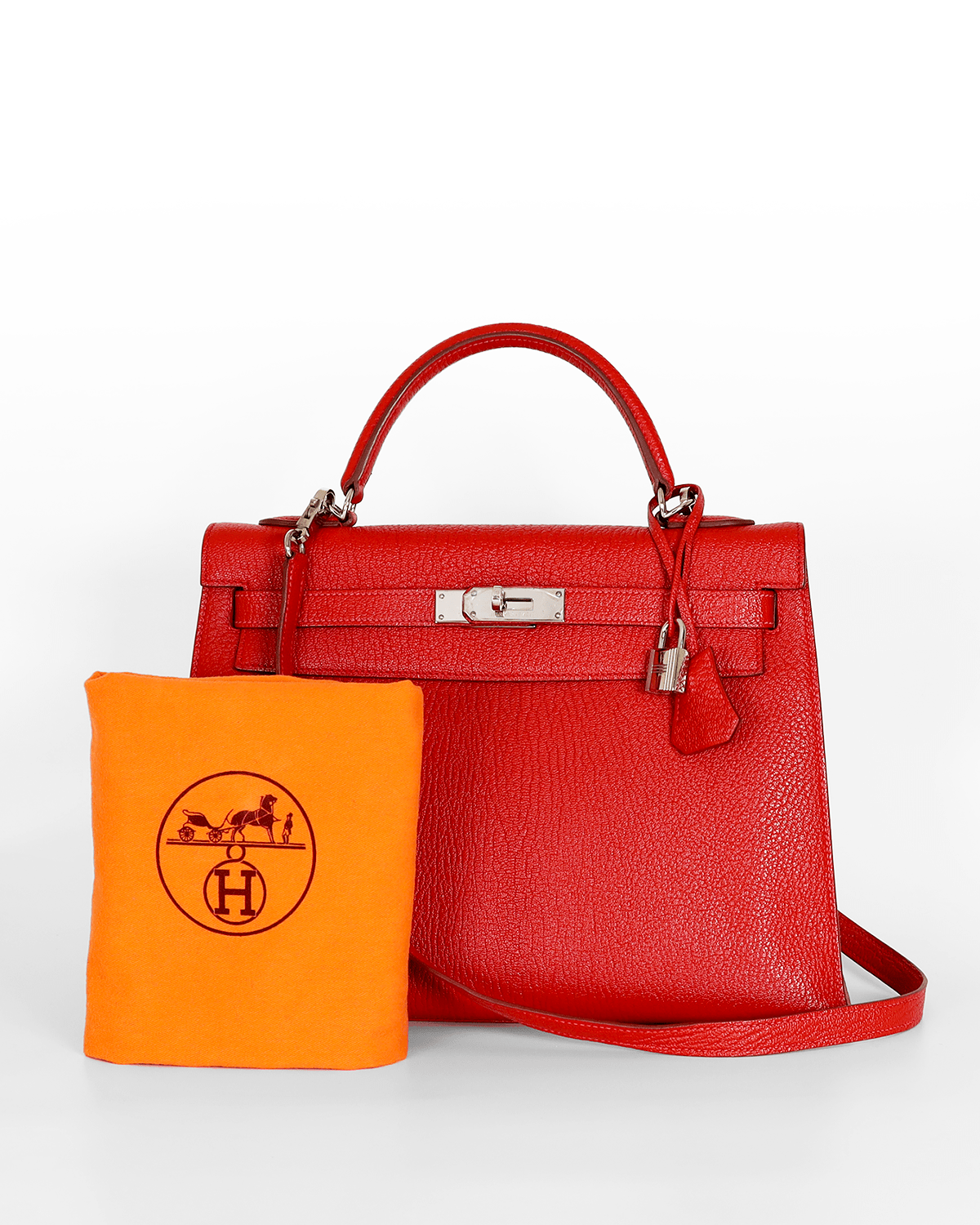 Hermès Hermes Kelly 32 Sellier Rouge Vif Chevre PHW ASL3160