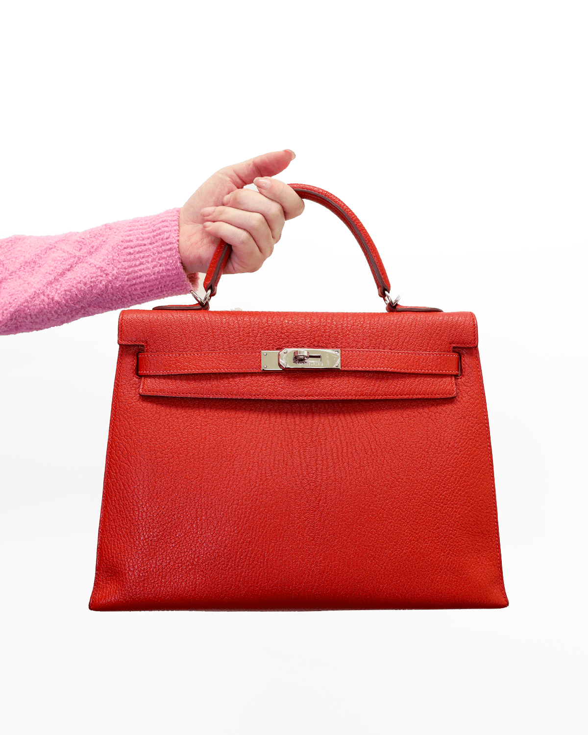 Hermès Hermes Kelly 32 Sellier Rouge Vif Chevre PHW ASL3160