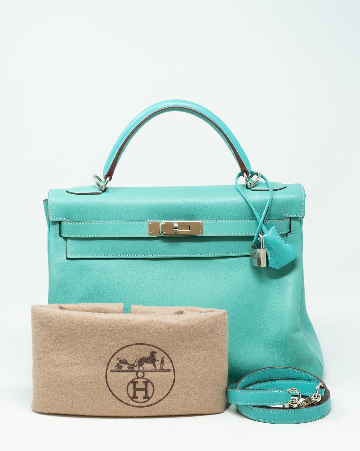 Hermès Hermes Kelly 32 with PHW Swift Blue Lagoon with PHW - AWL2489