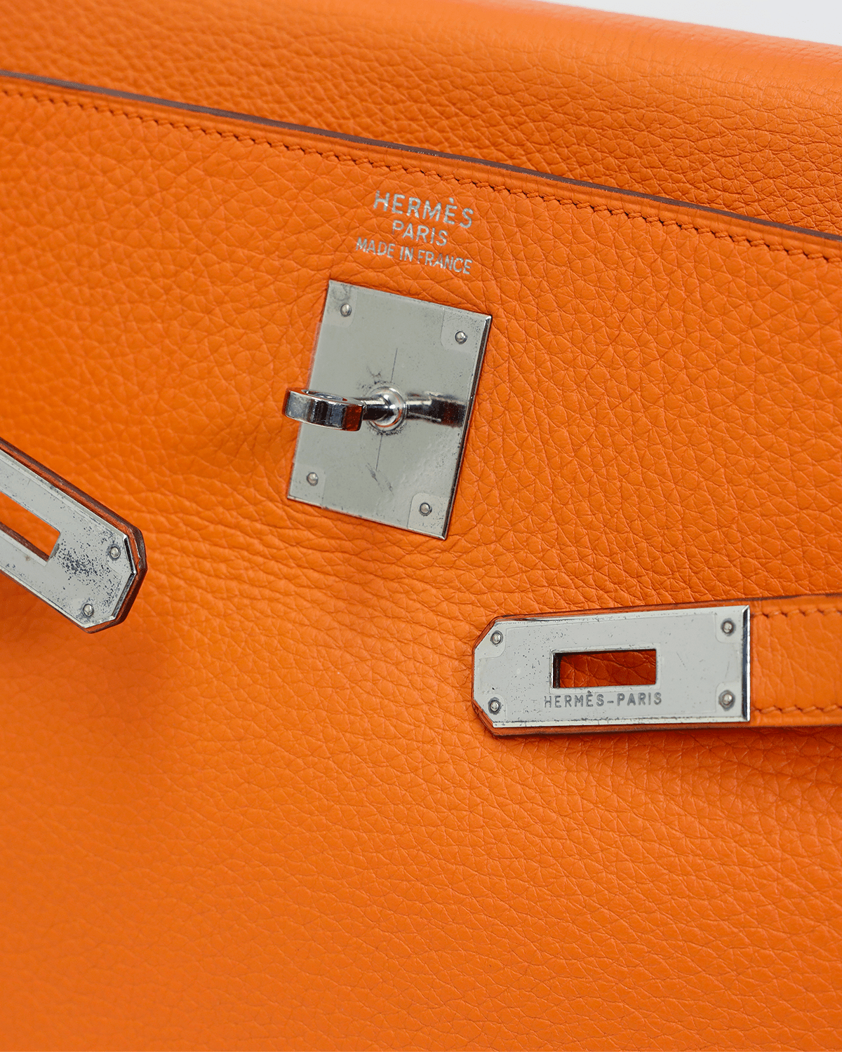 Hermès Hermès Kelly 35 Clemence Orange PHW SKL1002