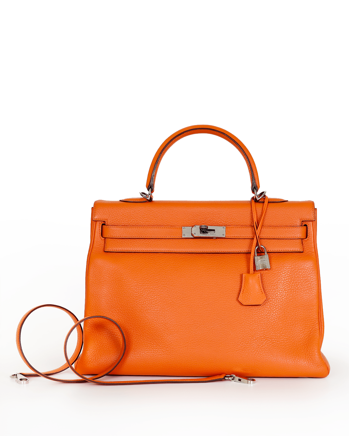 Hermès Hermès Kelly 35 Clemence Orange PHW SKL1002