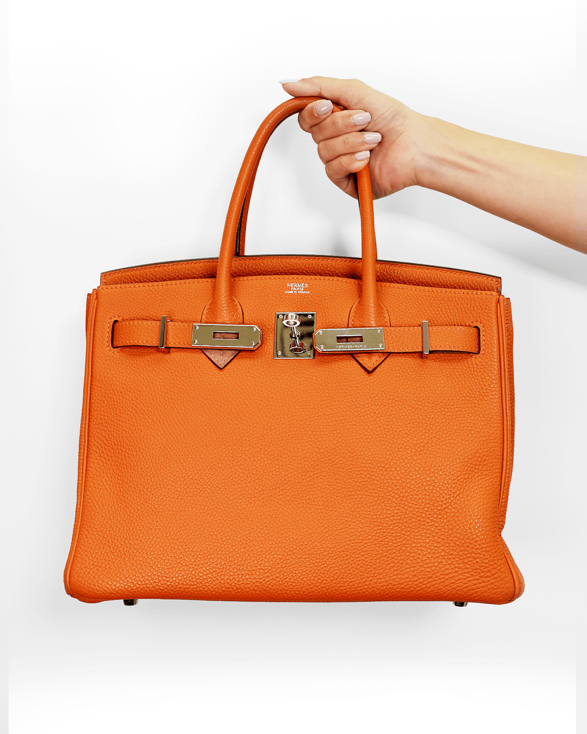 Hermès Hermès Kelly 35 Clemence Orange PHW SKL1002