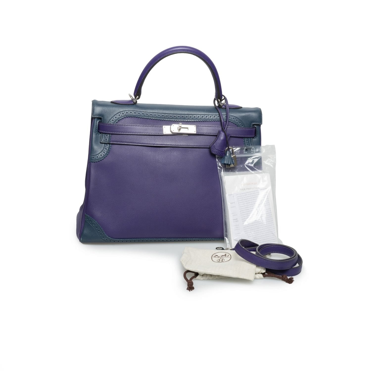 Hermès Hermès Kelly 35 Ghillies Swift Iris And Blue Prusse PHW