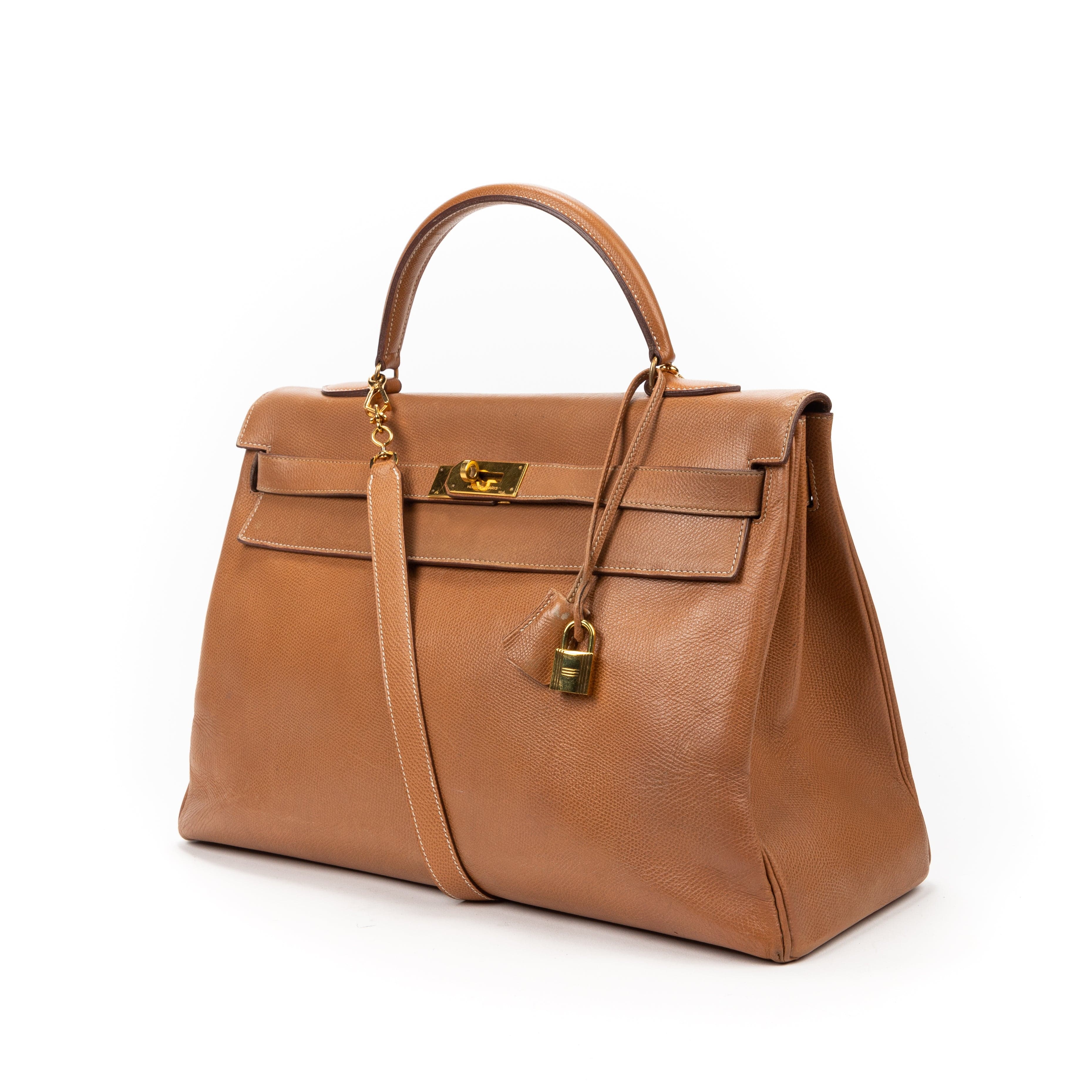 Hermès Hermes Kelly 40 Gold Ardennes Handbag - AWL2638