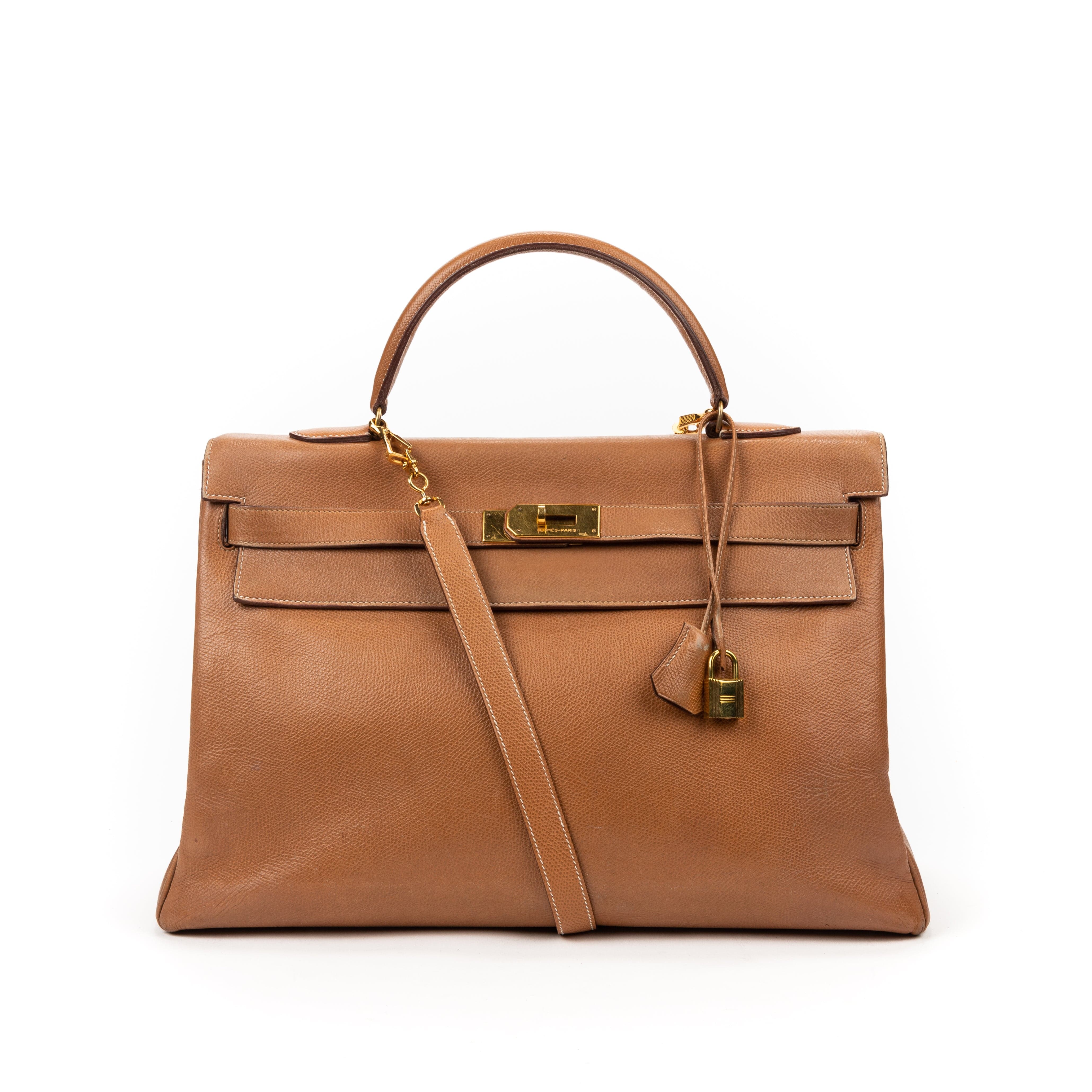 Hermès Hermes Kelly 40 Gold Ardennes Handbag - AWL2638