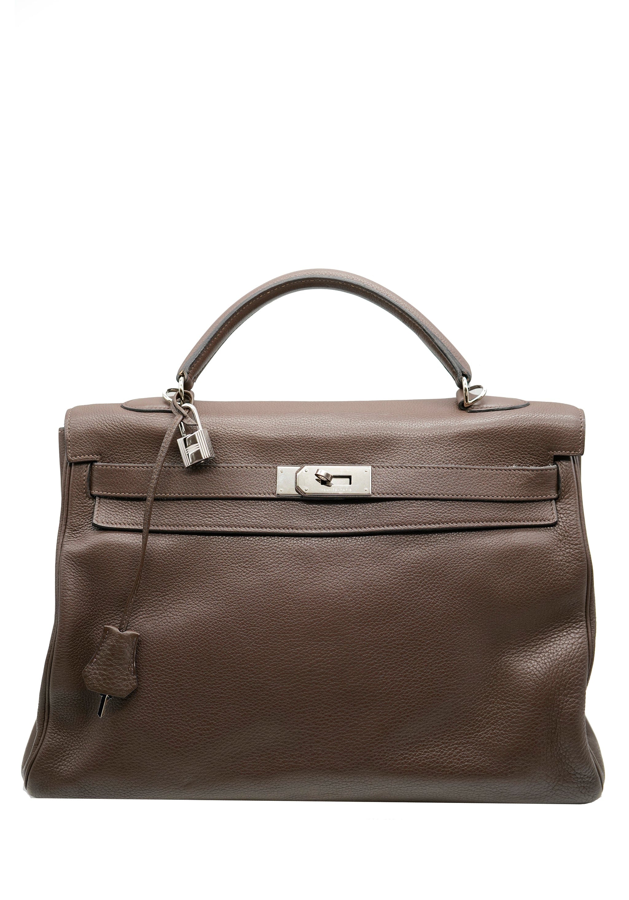 Hermès Hermes Kelly 40 Togo brown silver plate AWL4254