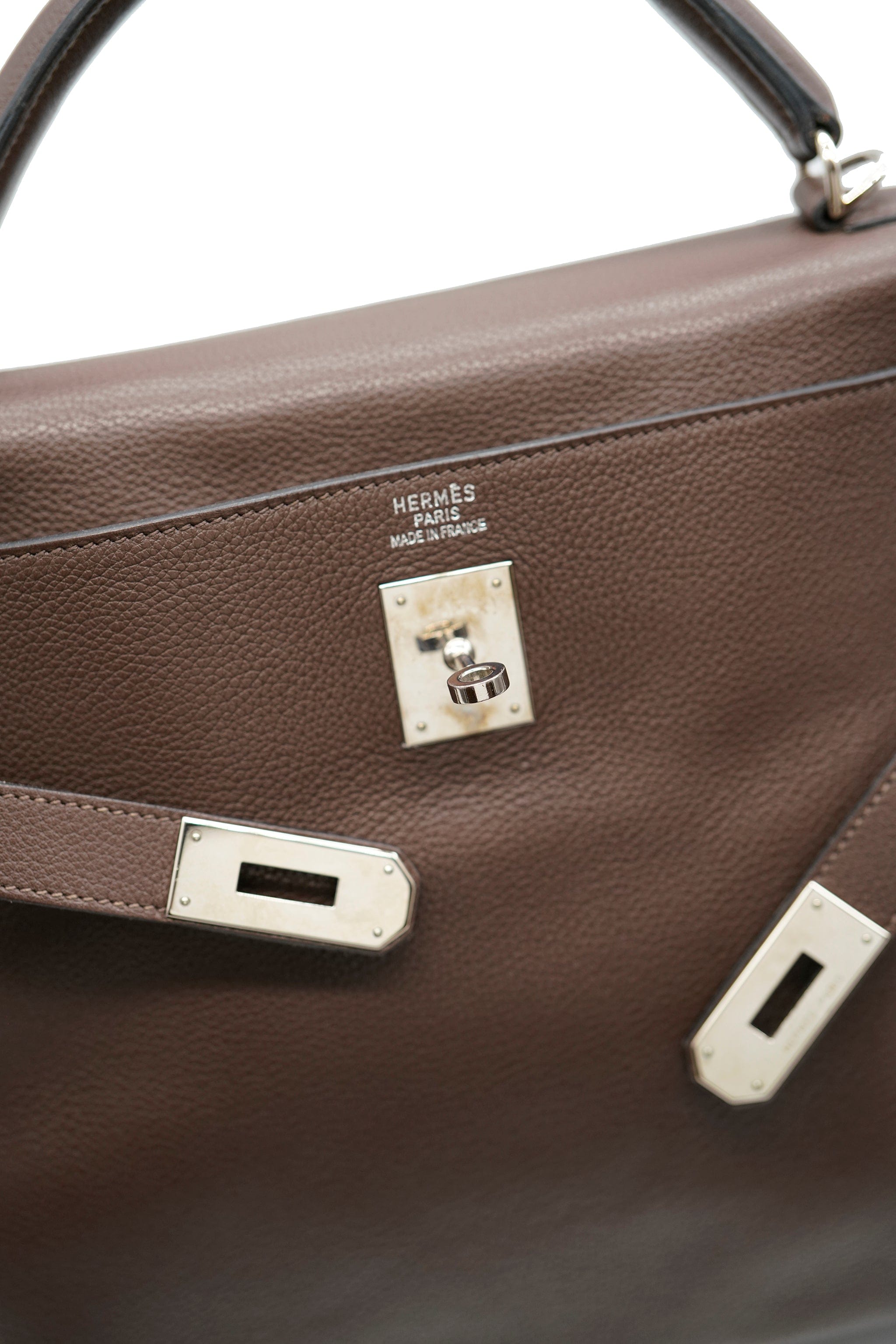 Hermès Hermes Kelly 40 Togo brown silver plate AWL4254