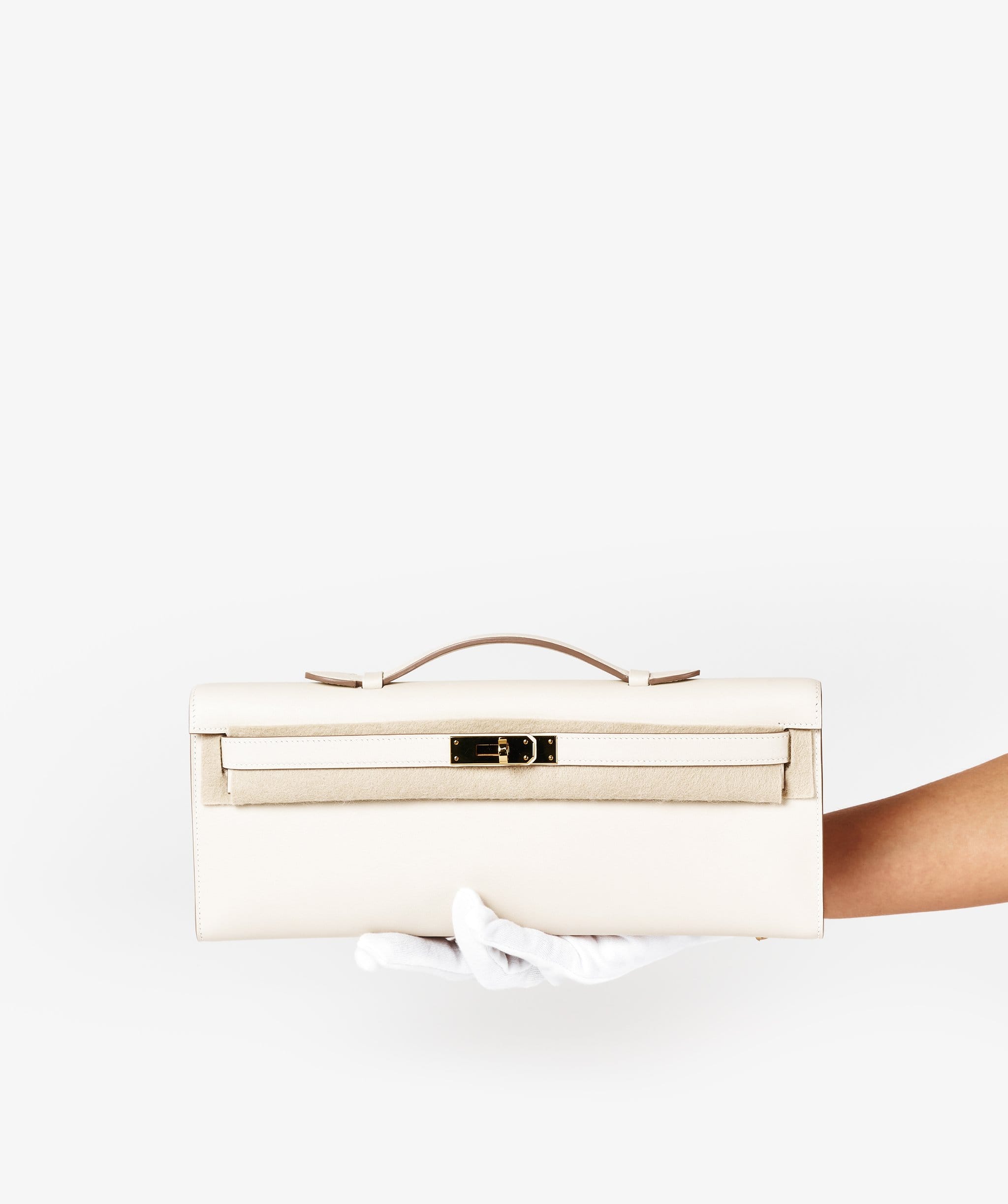 Hermes Hermes Kelly Cut Clutch Craie Swift Leather GHW