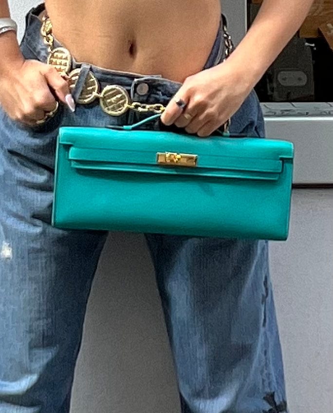 Hermès Hermès Kelly Cut Swift Turquoise ghw ASL4402