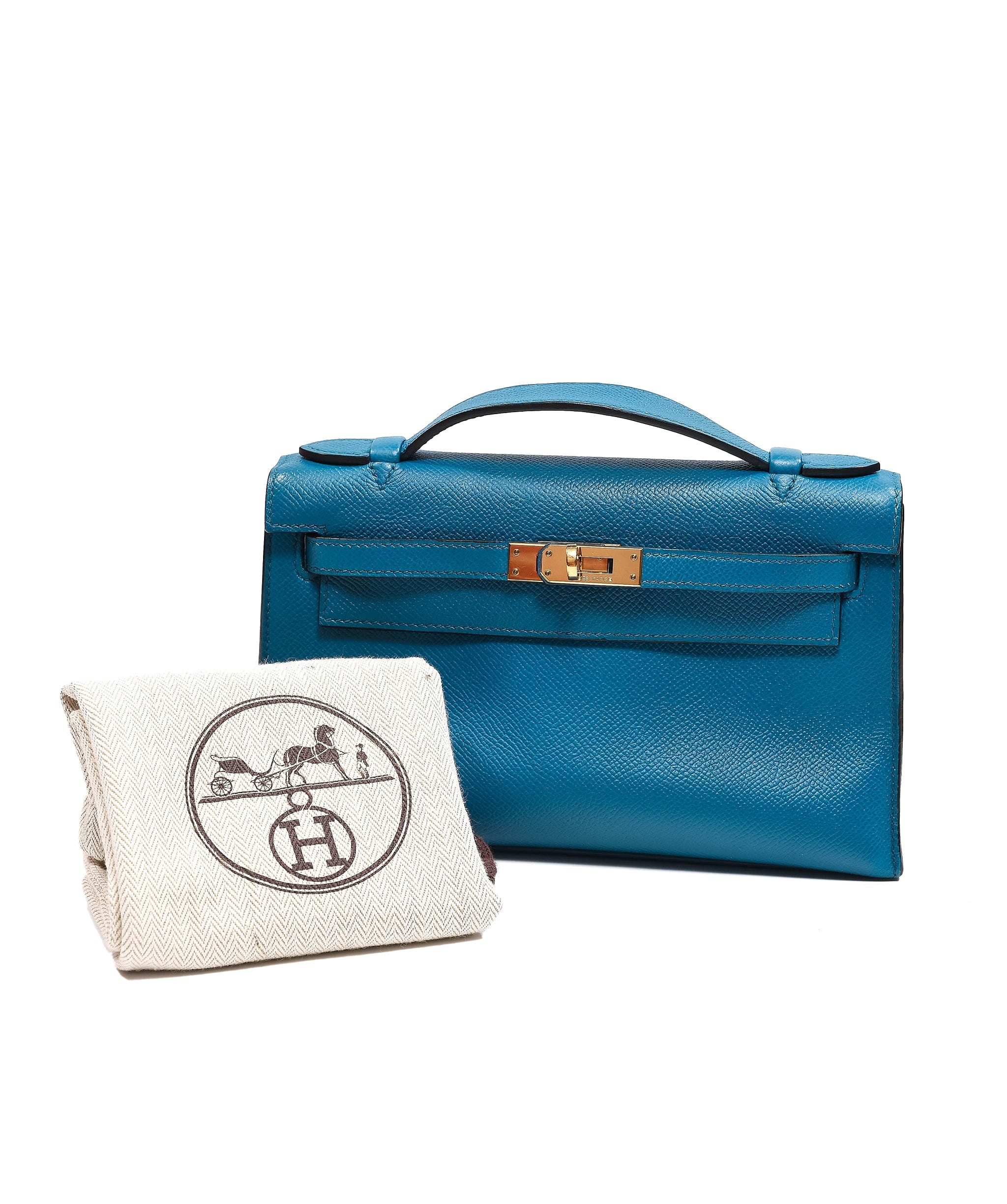 Hermès Hermes Kelly Pochette Blue Izmir Epsom GHW SKL1063