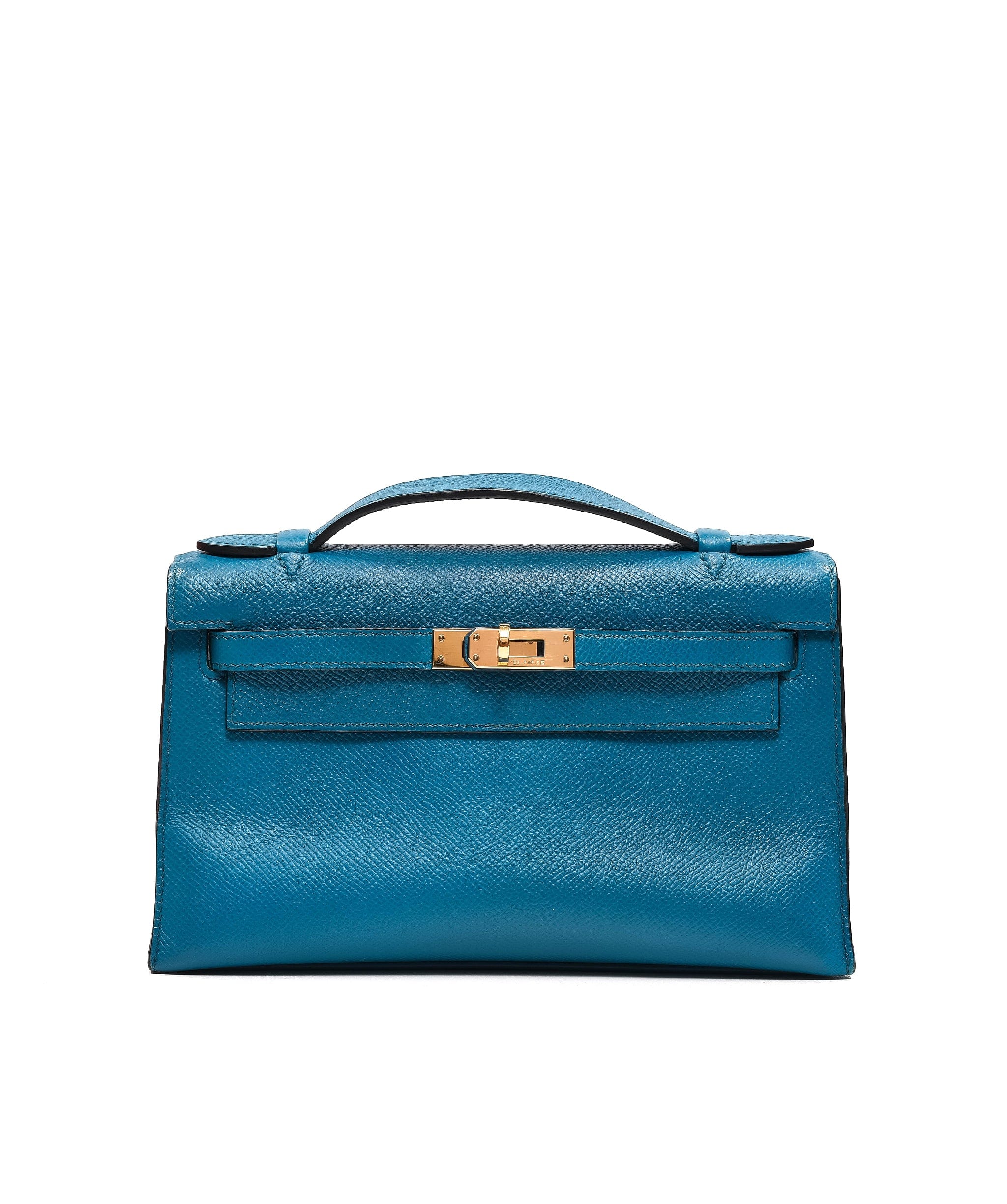 Hermès Hermes Kelly Pochette Blue Izmir Epsom GHW SKL1063