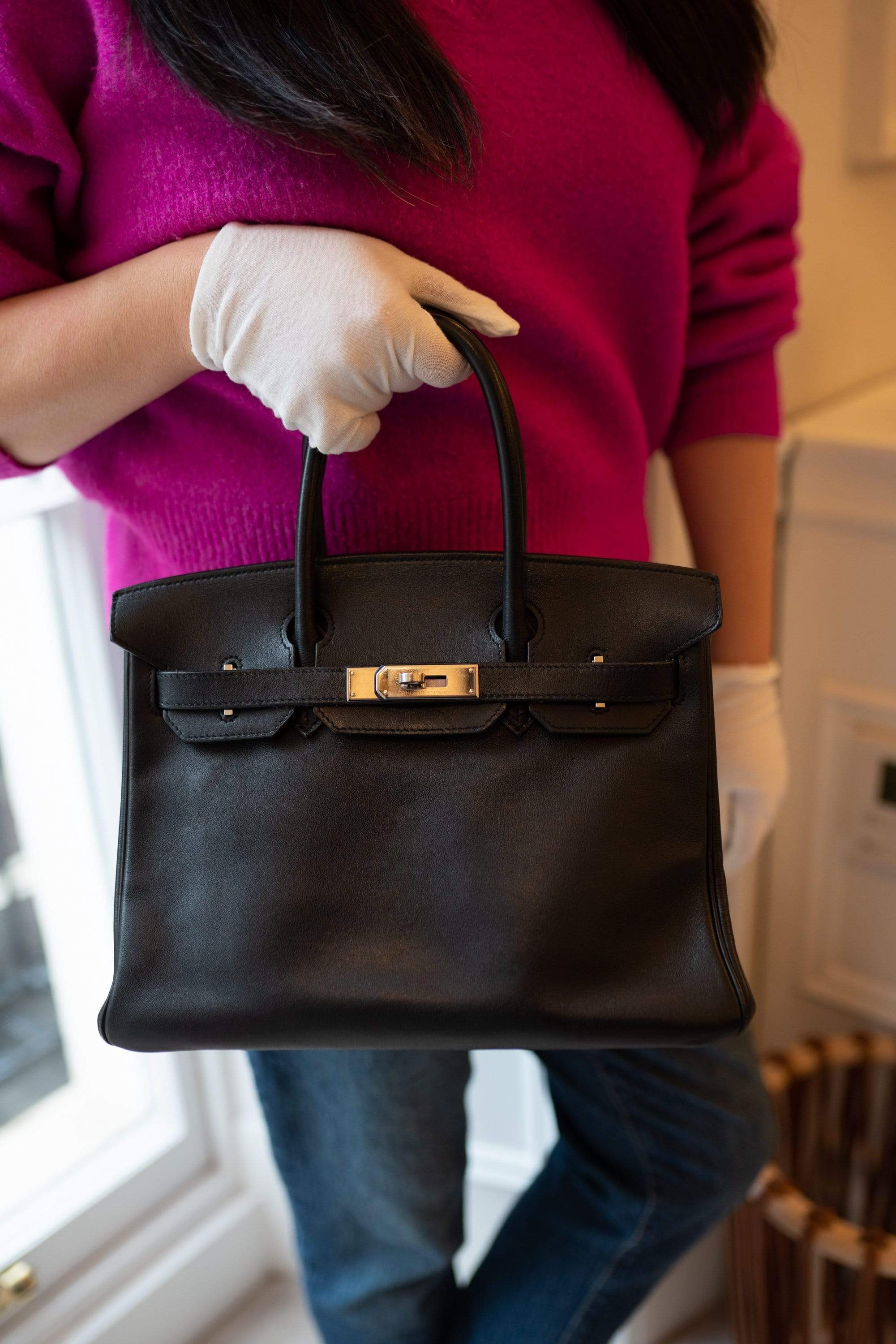 Hermès Hermès Preloved Birkin in Black Swift Leather 30 cm with Palladium Hardware ASL1951