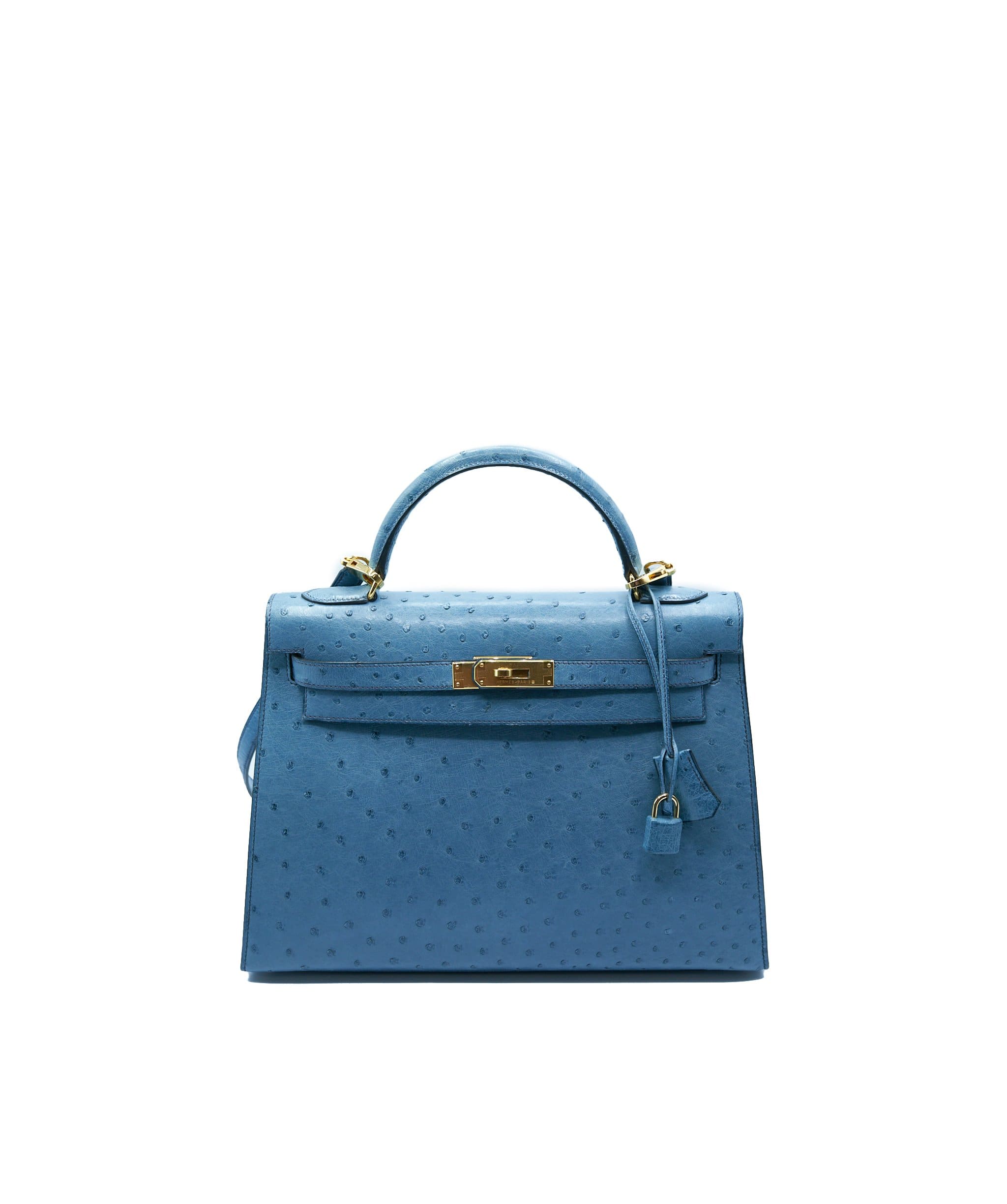 Hermès Hermes Preloved Ostrich Kelly 32 Blue Jean with GHW