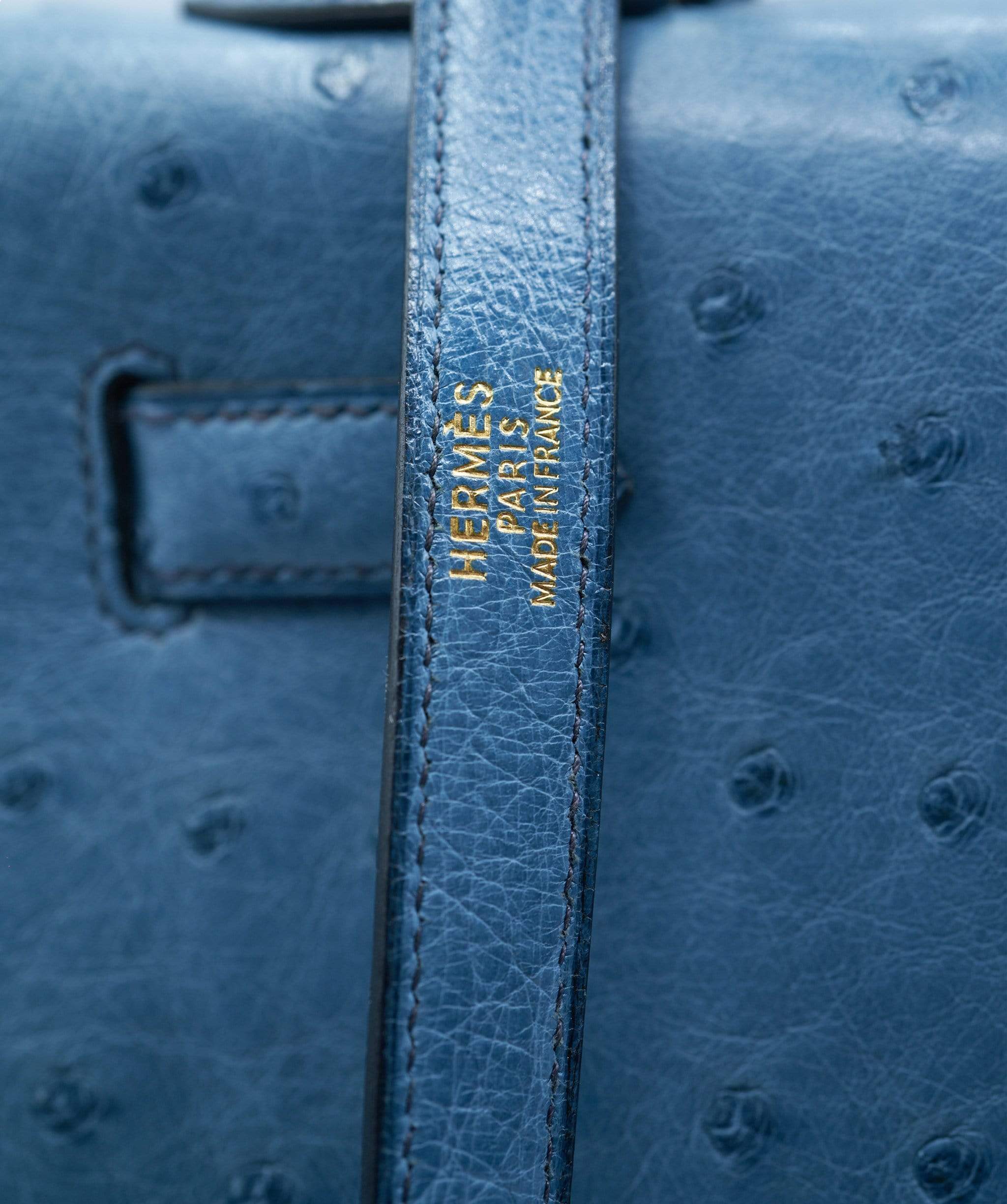 Hermès Hermes Preloved Ostrich Kelly 32 Blue Jean with GHW