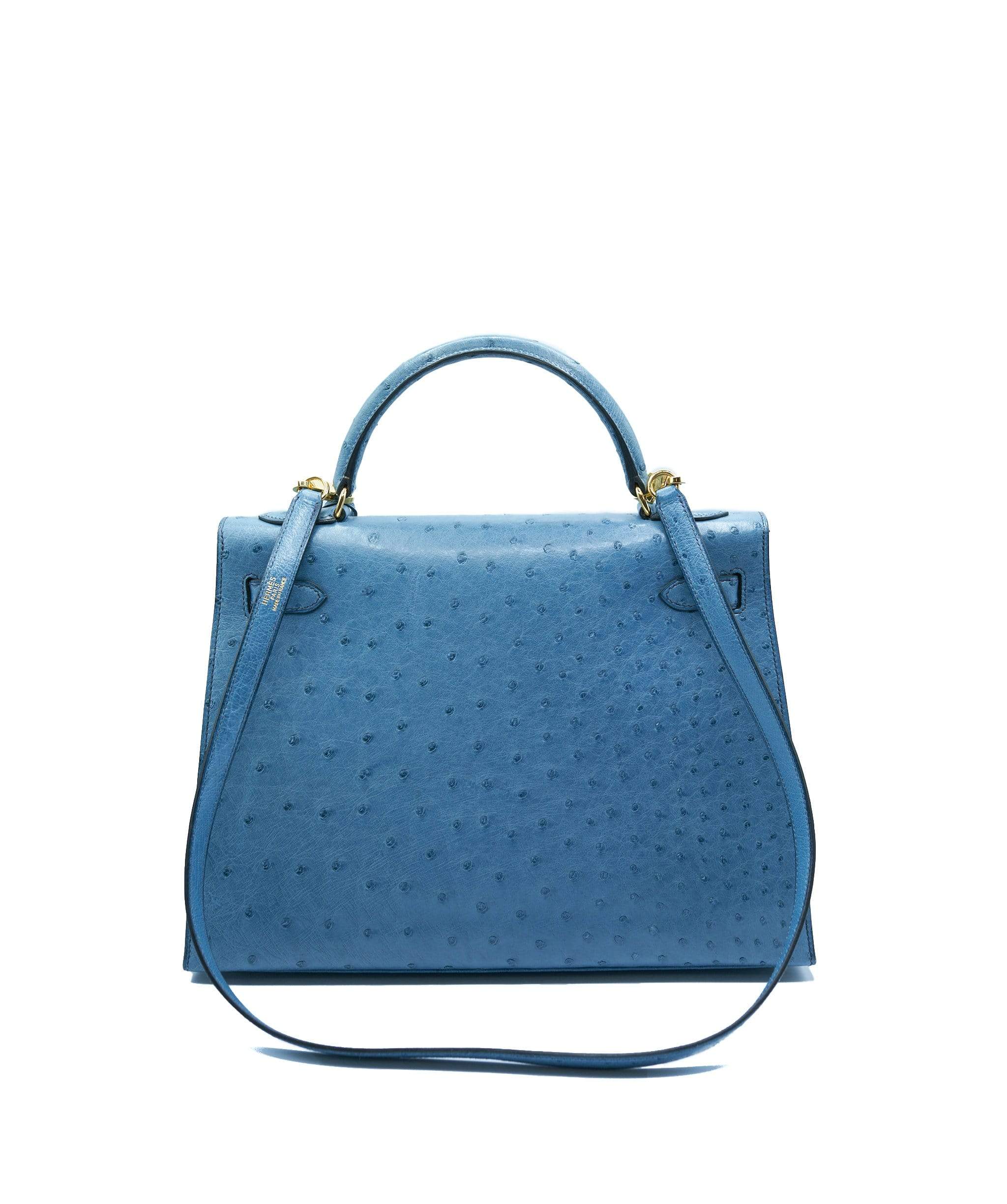 Hermès Hermes Preloved Ostrich Kelly 32 Blue Jean with GHW