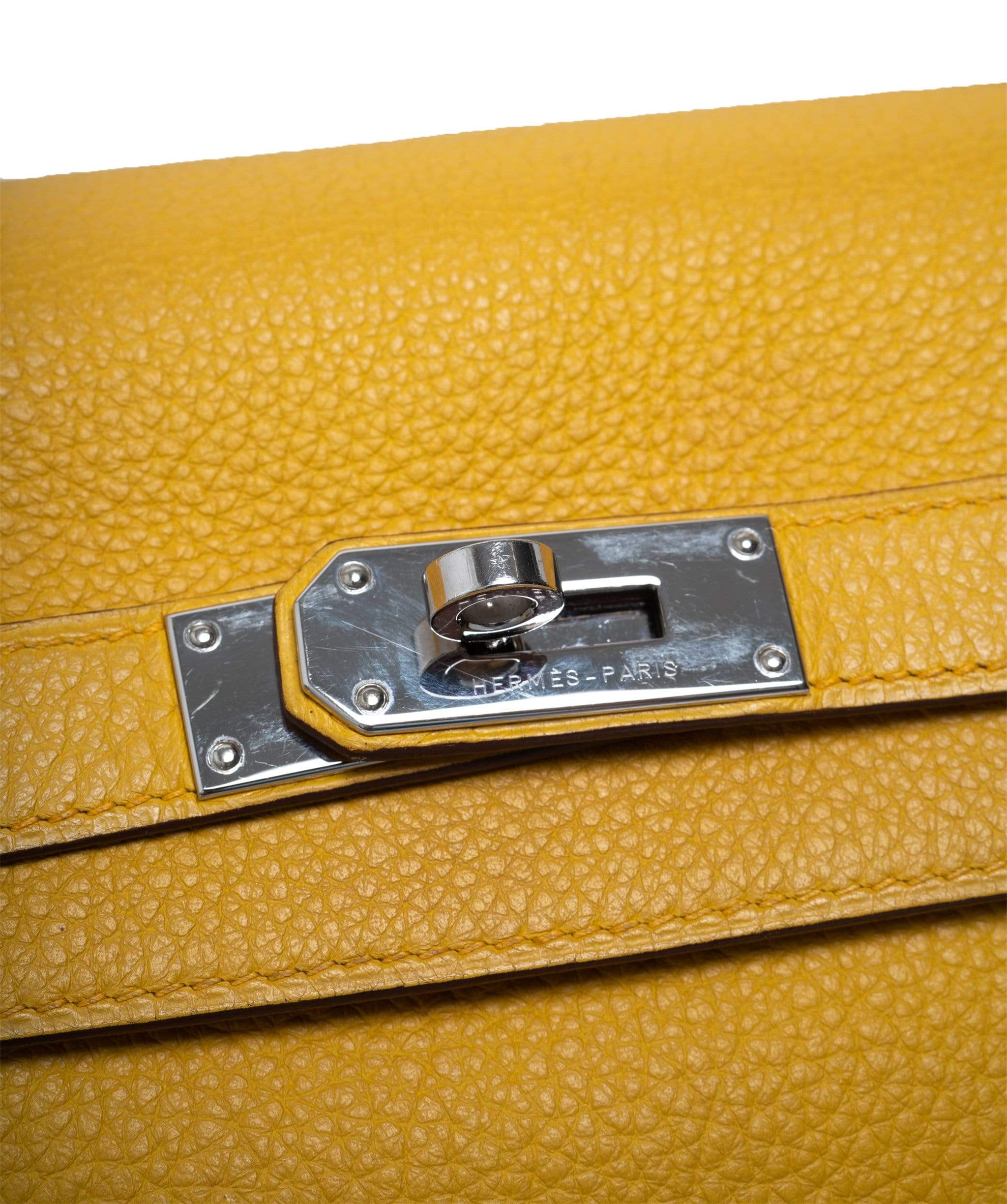 Hermès Hermes Shoulder Kelly Jaune Ambre Clemence Leather Bag PHW - AGL1300