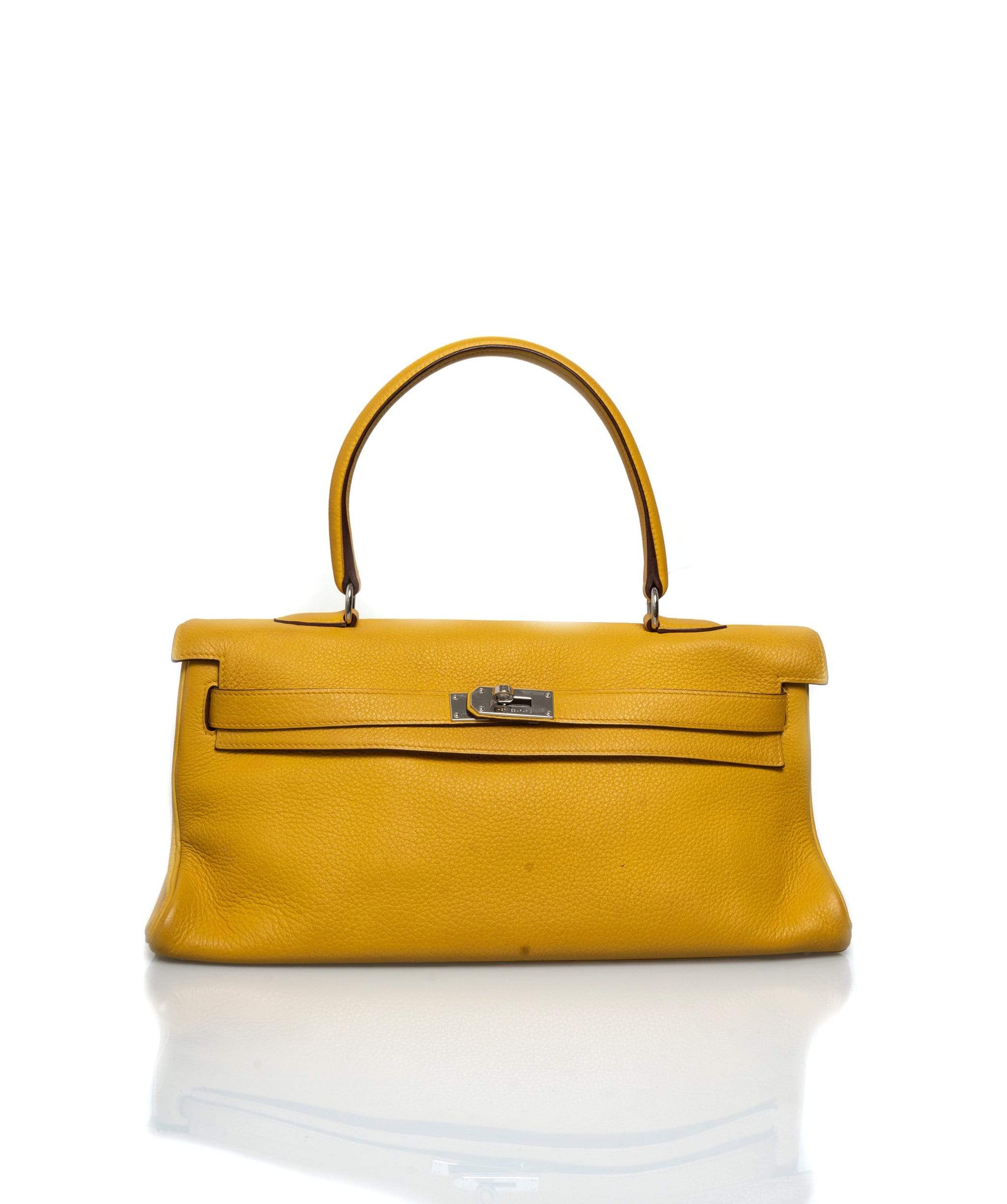 Hermès Hermes Shoulder Kelly Jaune Ambre Clemence Leather Bag PHW - AGL1300