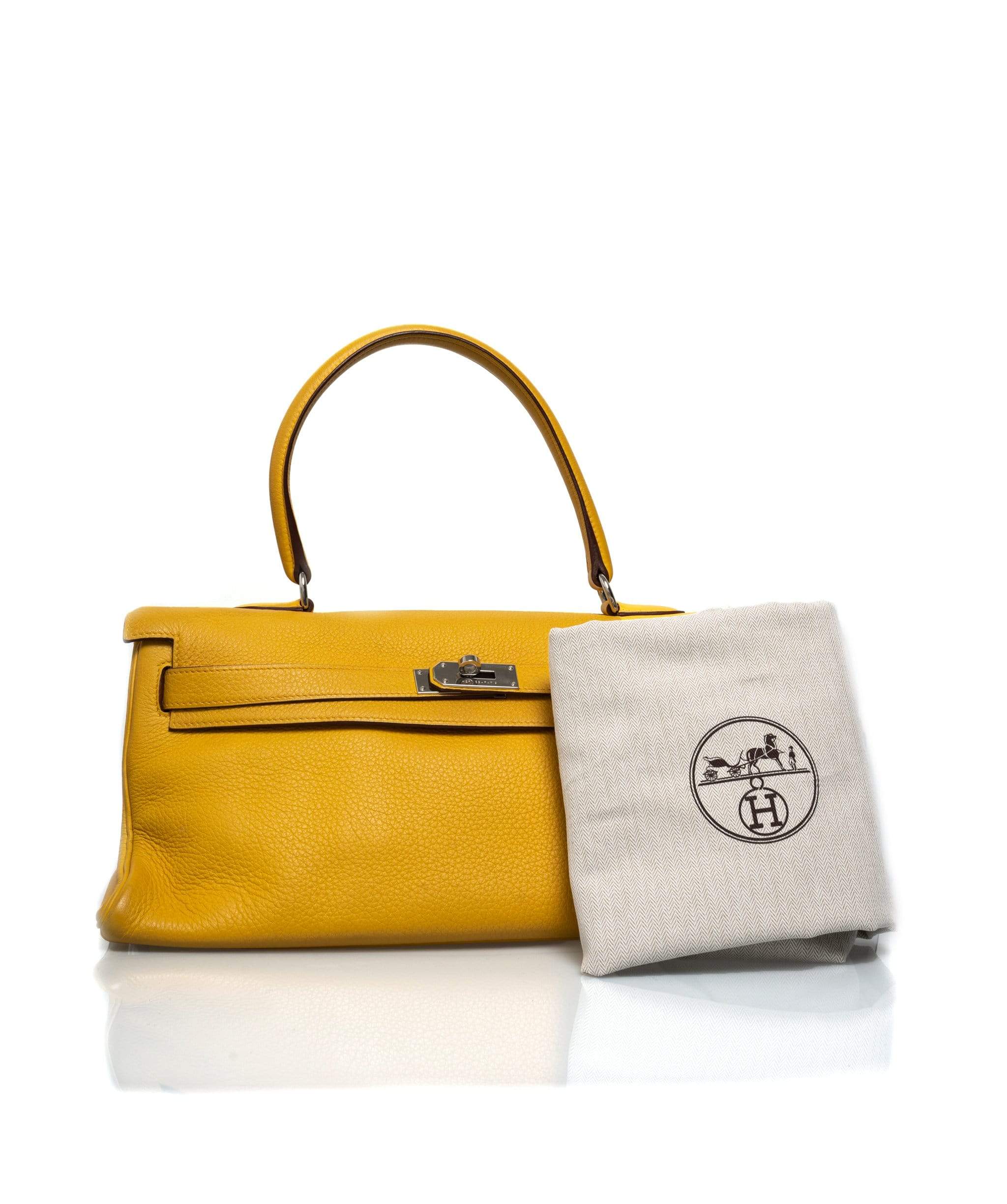 Hermès Hermes Shoulder Kelly Jaune Ambre Clemence Leather Bag PHW - AGL1300